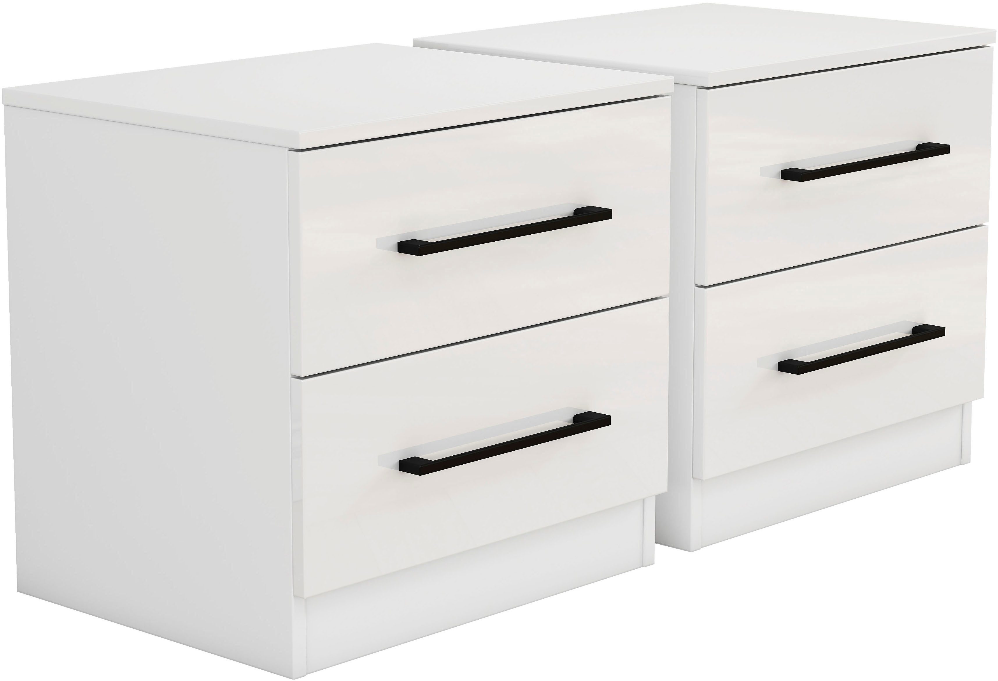 OTTO home Nachtkommode Sylt Bestseller, 2 Schubladen mit viel Stauraum – Ordnung & Eleganz. (Spar-Set, 2 St., modernes Hochglanz Nachtschrank Set (2 Stück) Stilvolles Design), Nachttisch Bestseller Beistelltisch Kommode