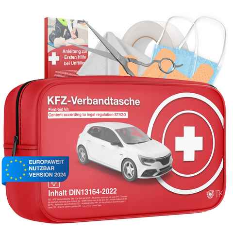 autogadget® KFZ-Verbandtasche Auto Verbandskasten Erste Hilfe Verbandstasche - Norm 2024 - DIN 13164, inkl. Anleitungsbuch