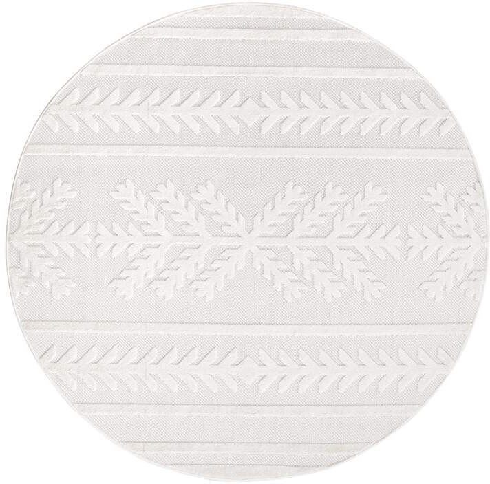 Carpet City Teppich In-& Outdoorteppich Santorini 411, 3D-Effekt, Boho-Optik, rund, Höhe: 5 mm, Wetterfest & UV-beständig für Terrasse, Balkon, Küche, Flur