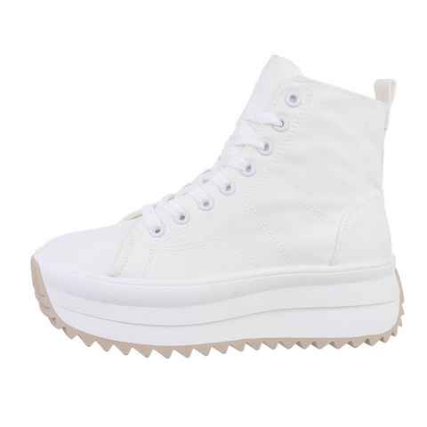 Ital-Design Damen High-Top Freizeit Sneaker (85960071) Flach Sneakers High in Weiß