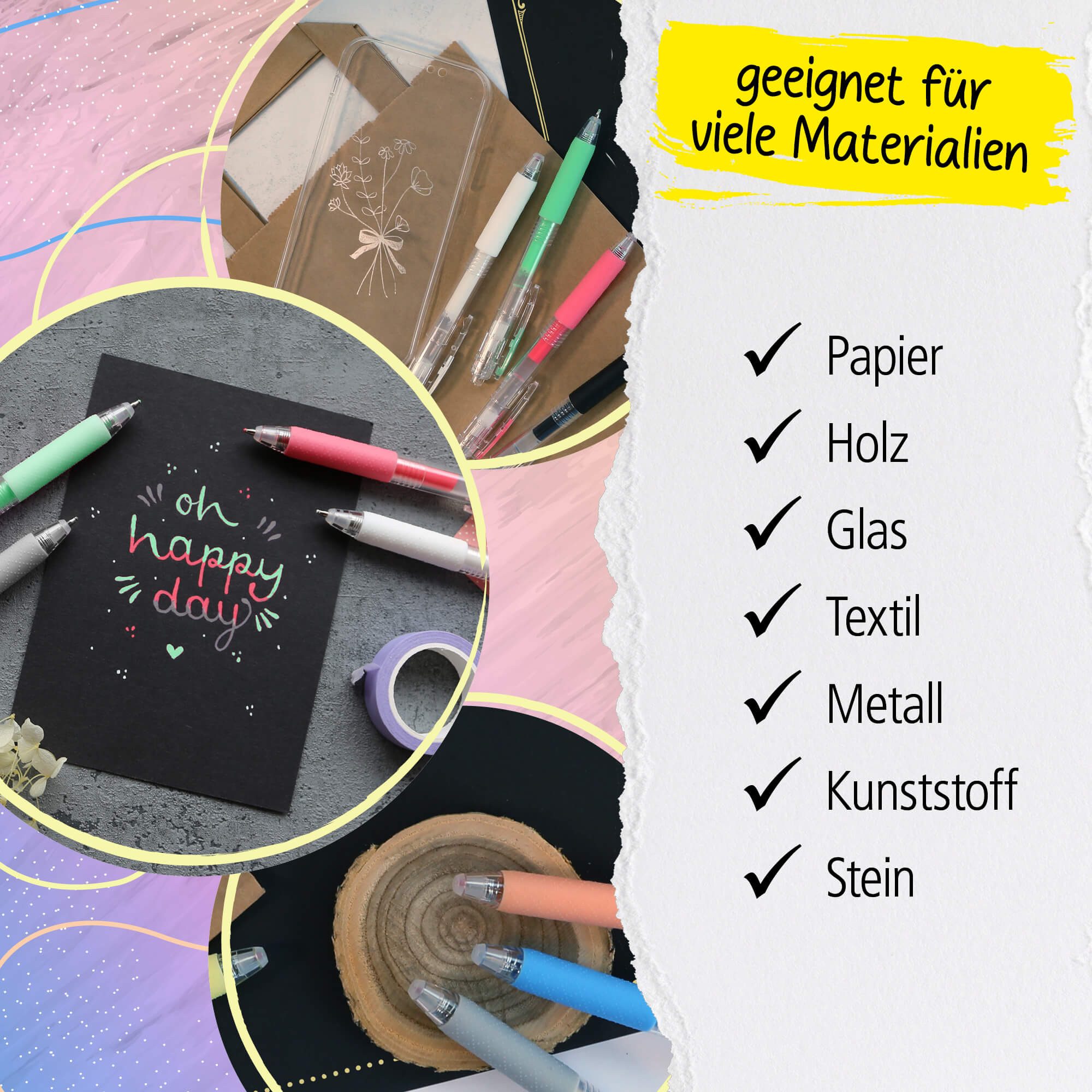 Online Pen Fineliner Acrylic Liner Fashion, (6), 6er Set Acrylic Liner mit stark deckender Acyrlfarbe Pastell
