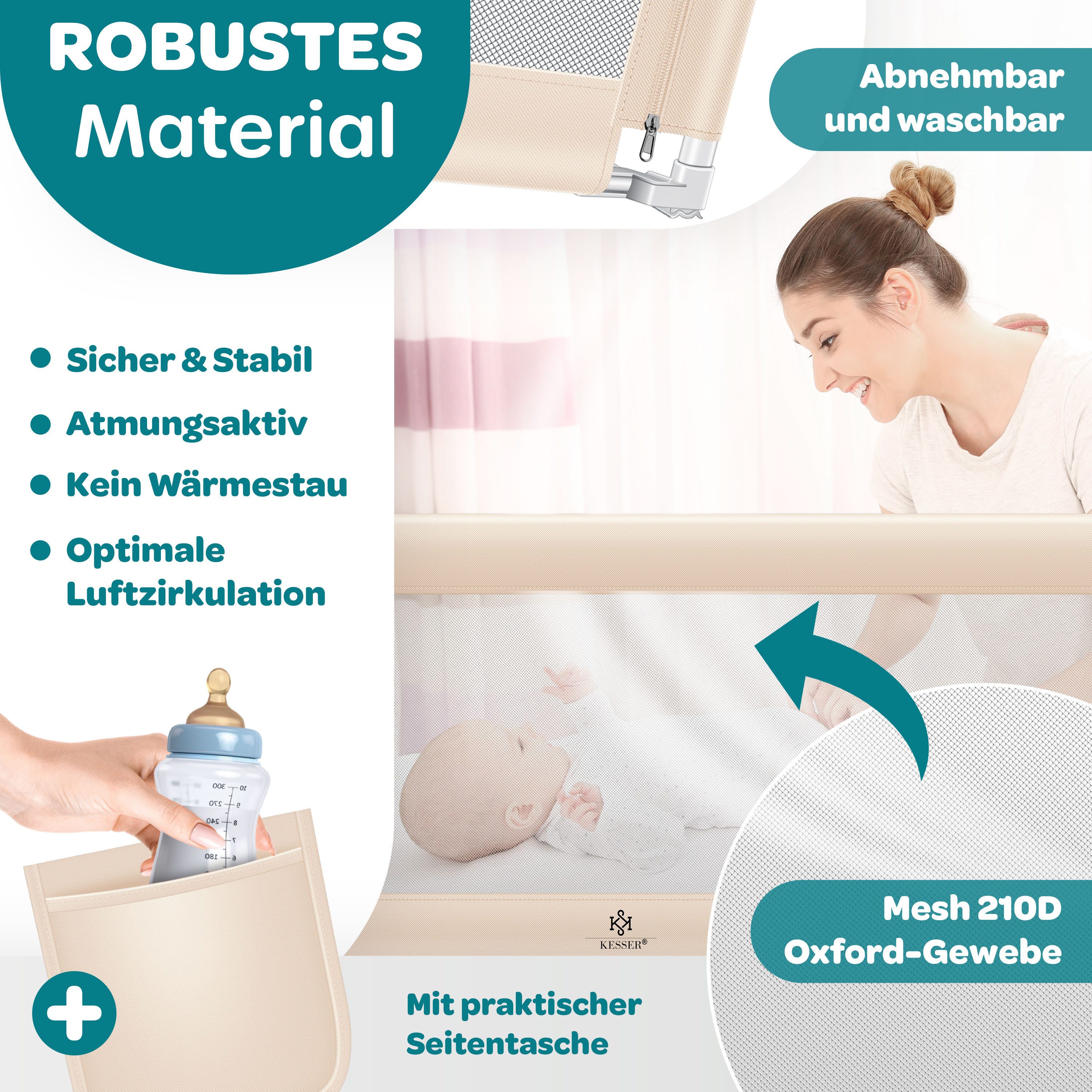 KESSER Bettschutzgitter, Bettgitter Bettschutzgitter Kinderbettgitter für Kinder Baby
