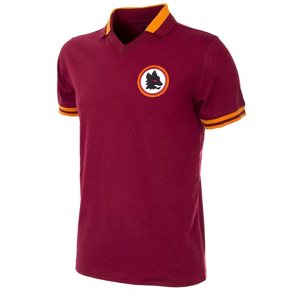 COPA Fußballtrikot Retro Trikot AS Roma 1978/79 gesticktes Vereinsemblem