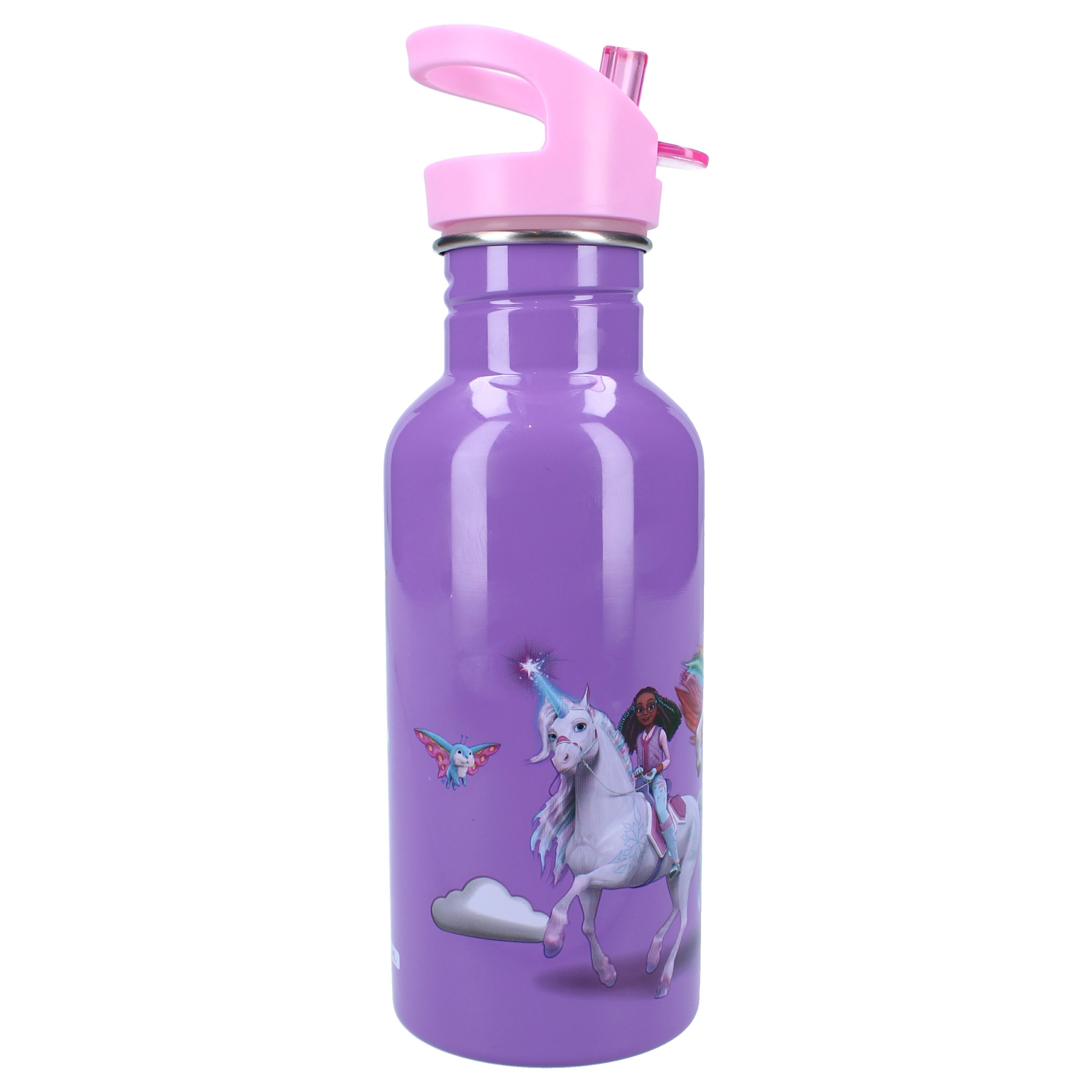 Unicorn Academy Trinkflasche Trinkbecher – 500 ml Becher mit Strohhalm