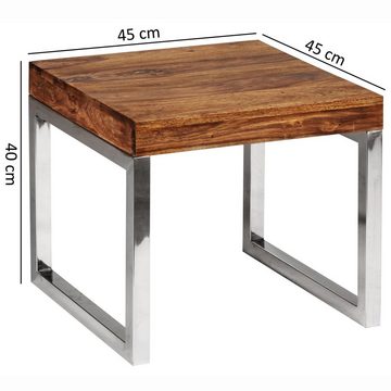 möbelando Beistelltisch Beistelltisch GUNA Massiv-Holz Sheesham Wohnzimmer-Tisch Metallgestell, 45 x 40 x 45 cm (B/H/L)