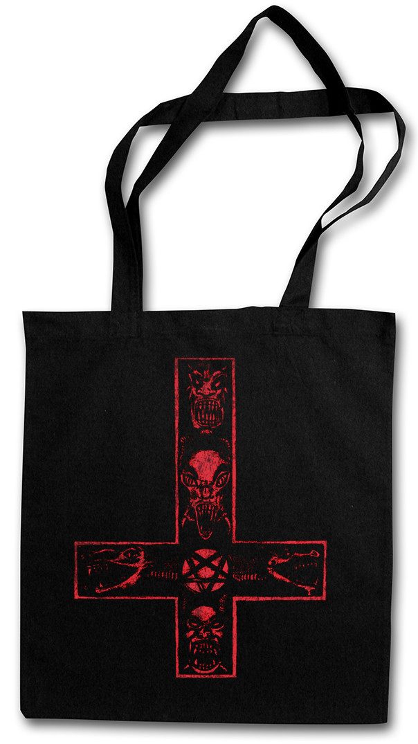 Beuteltasche Satanic Cross Stofftasche Aleister Pentagram Religion 666 Satan Devil