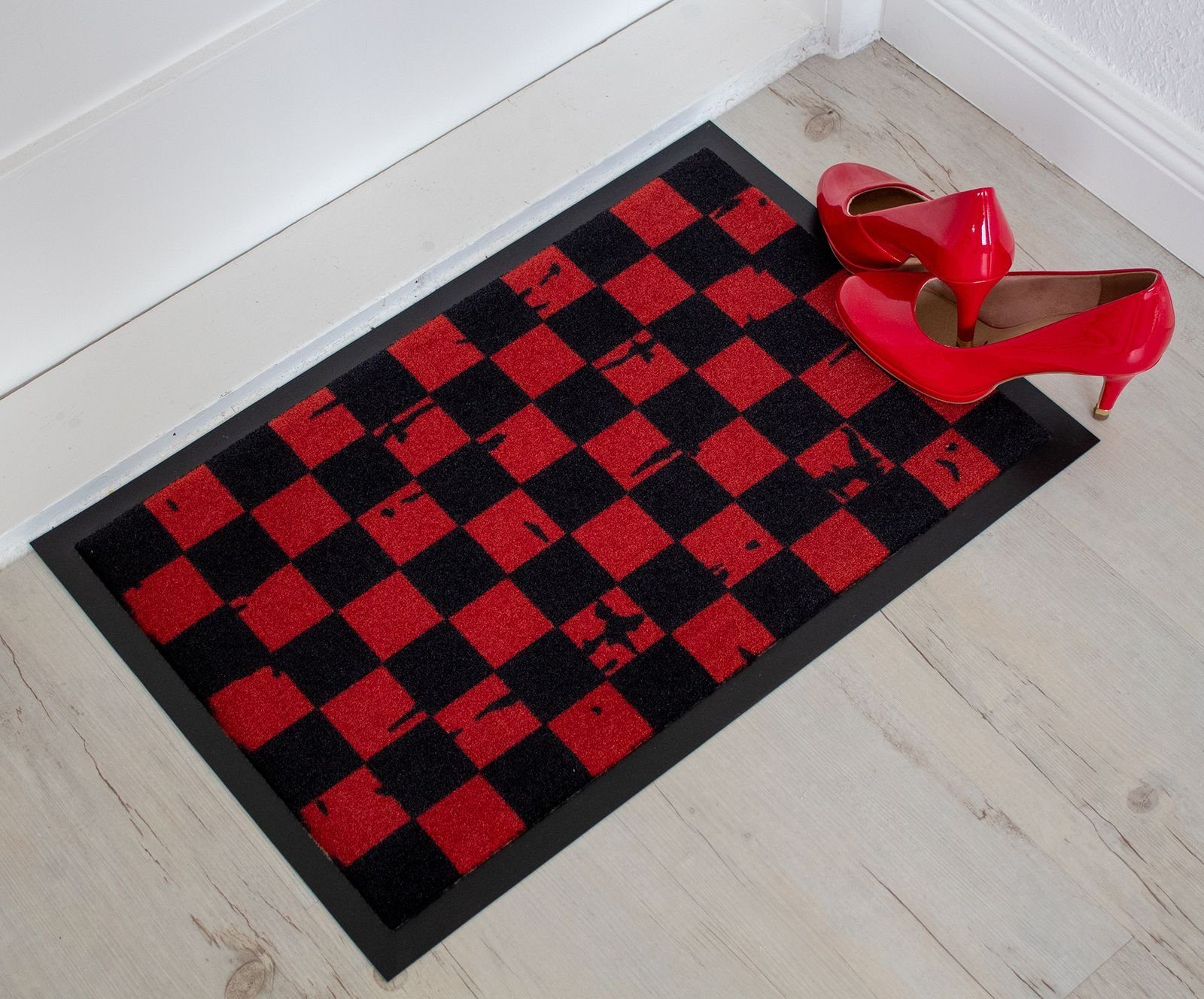 cm, 3 Checkered Fußmatte Höhe: Rechteckig, Mr. Red 60 x Ghorbani, mm 40