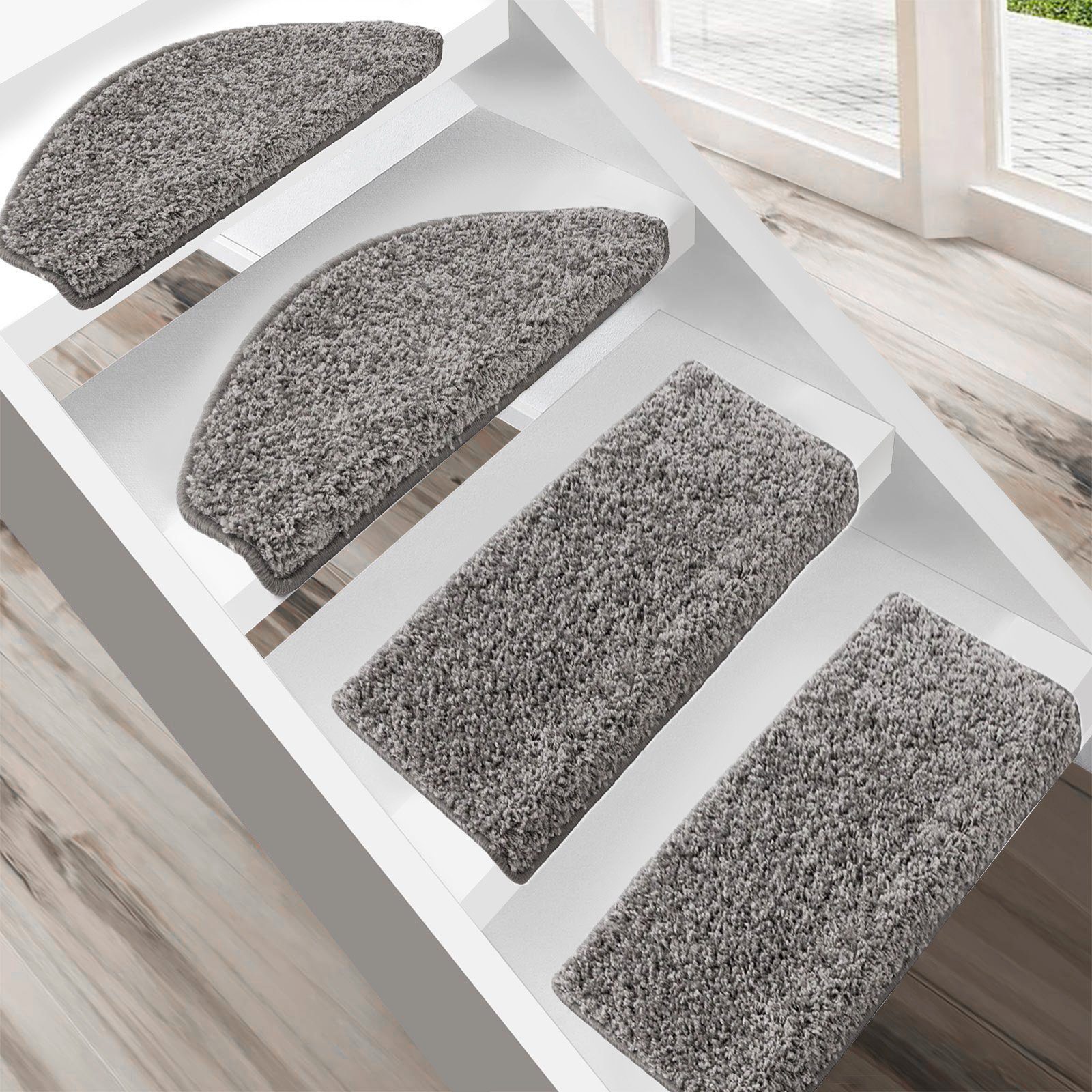 Floordirekt Stufenmatte Shaggy Barcelona mit Klebestreifen, Trittschalldämm günstig online kaufen