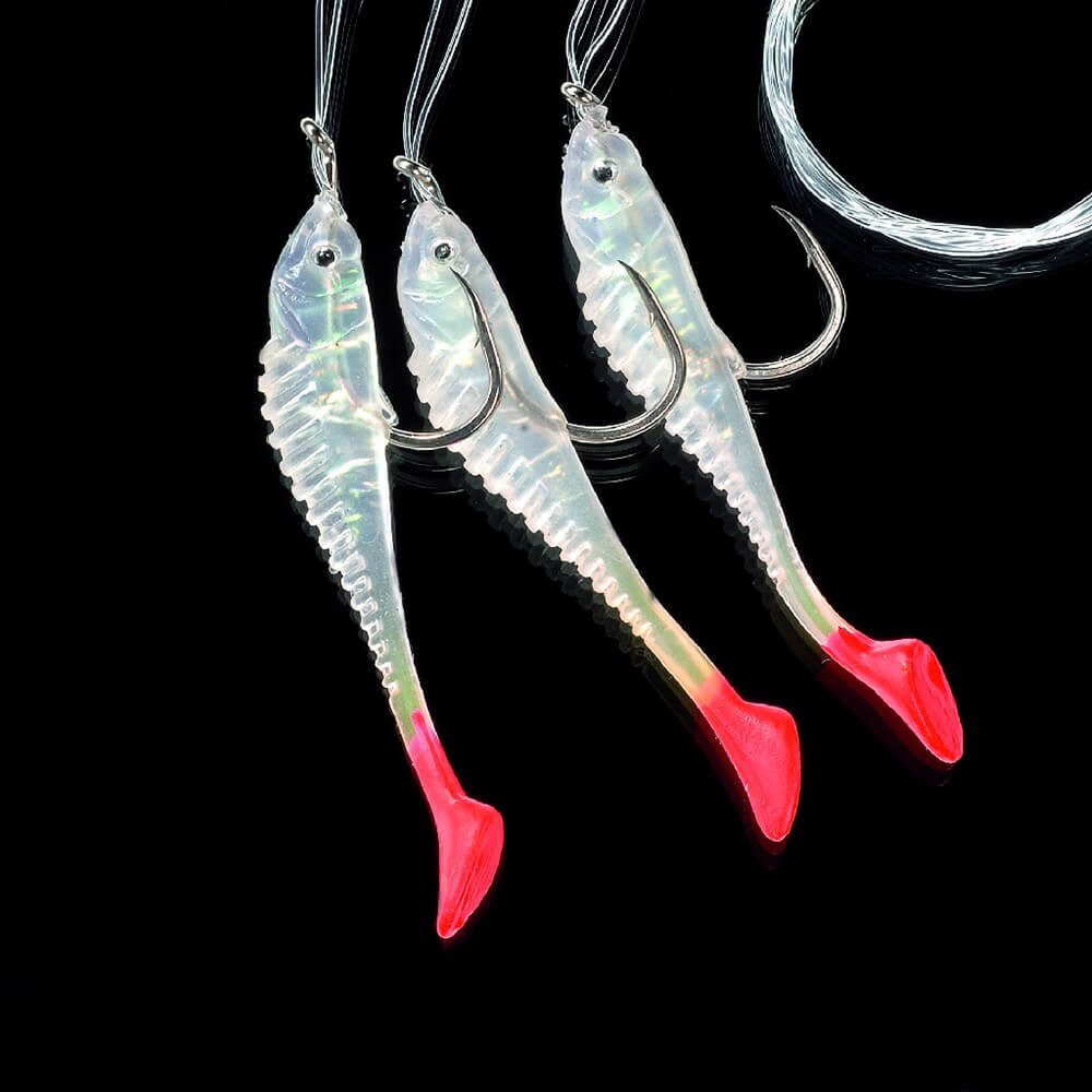 Vorfachschnur Jenzi Norwegen-Paternoster mit Gummifischen und 3 Armen