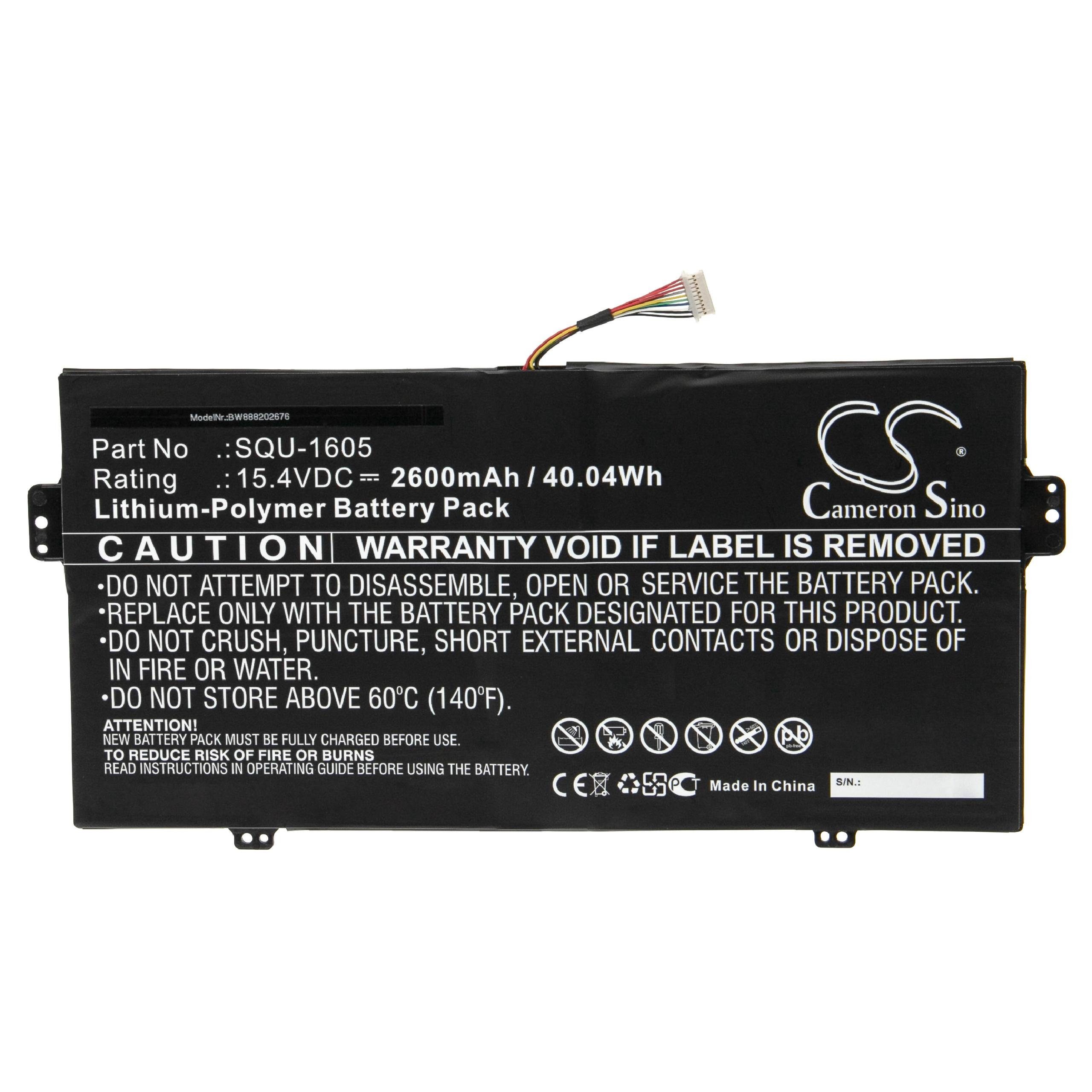 vhbw passend für Acer SF713-51-M8QD, SF713-51-M8YF, SF713-51-M9HV, Laptop-Akku 2600 mAh