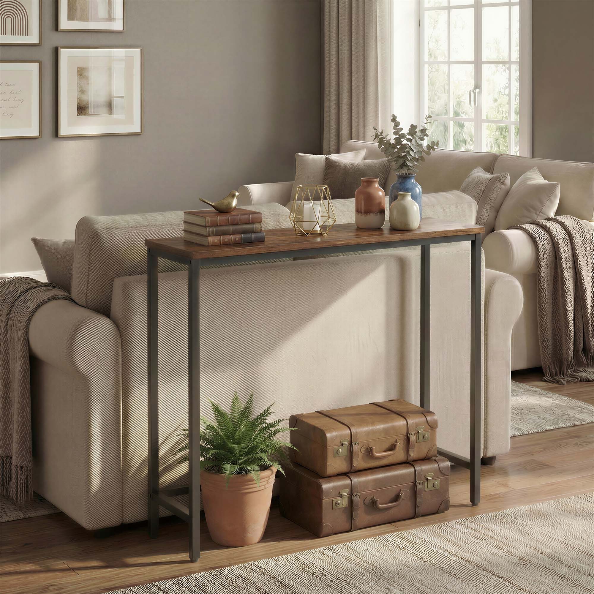 VASAGLE Konsolentisch Flurtisch, einteilige Tischplatte, einfache Montage,schmaler Sofatisch, für Flur, Schlafzimmer, Wohnzimmer, 20/24 x 80 x 81,2 cm