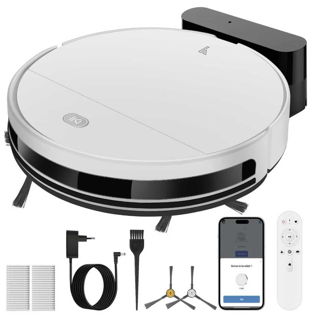 Ruzava Saugroboter Staubsauger Roboter 3000Pa/60W/120min Laufzeit 350 ml Behälter, 60 W, mit Beutel, Saugroboter mit Wischfunktion, 3000Pa/120Min, 2.5kg