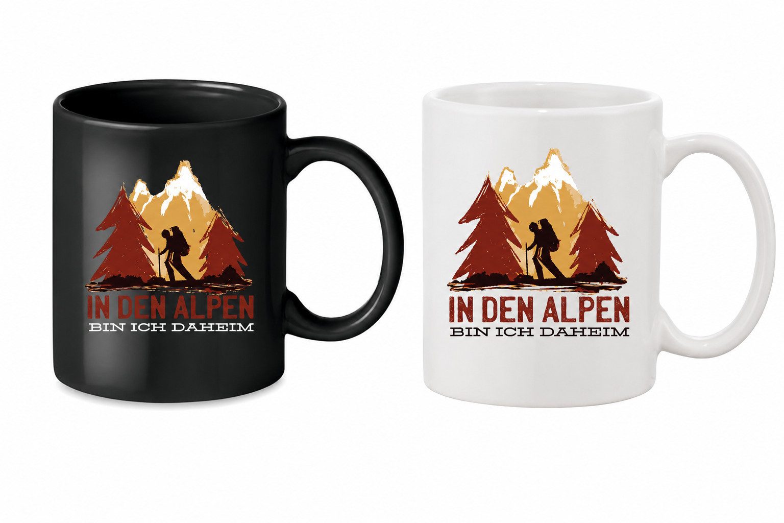 Blondie & Brownie Tasse Keramiktasse Alpenliebe Wanderer Bergsteigen Tanne Outdoor Abenteuer, 1-tlg., Keramik, Alpenliebe Bergliebe Keramiktasse