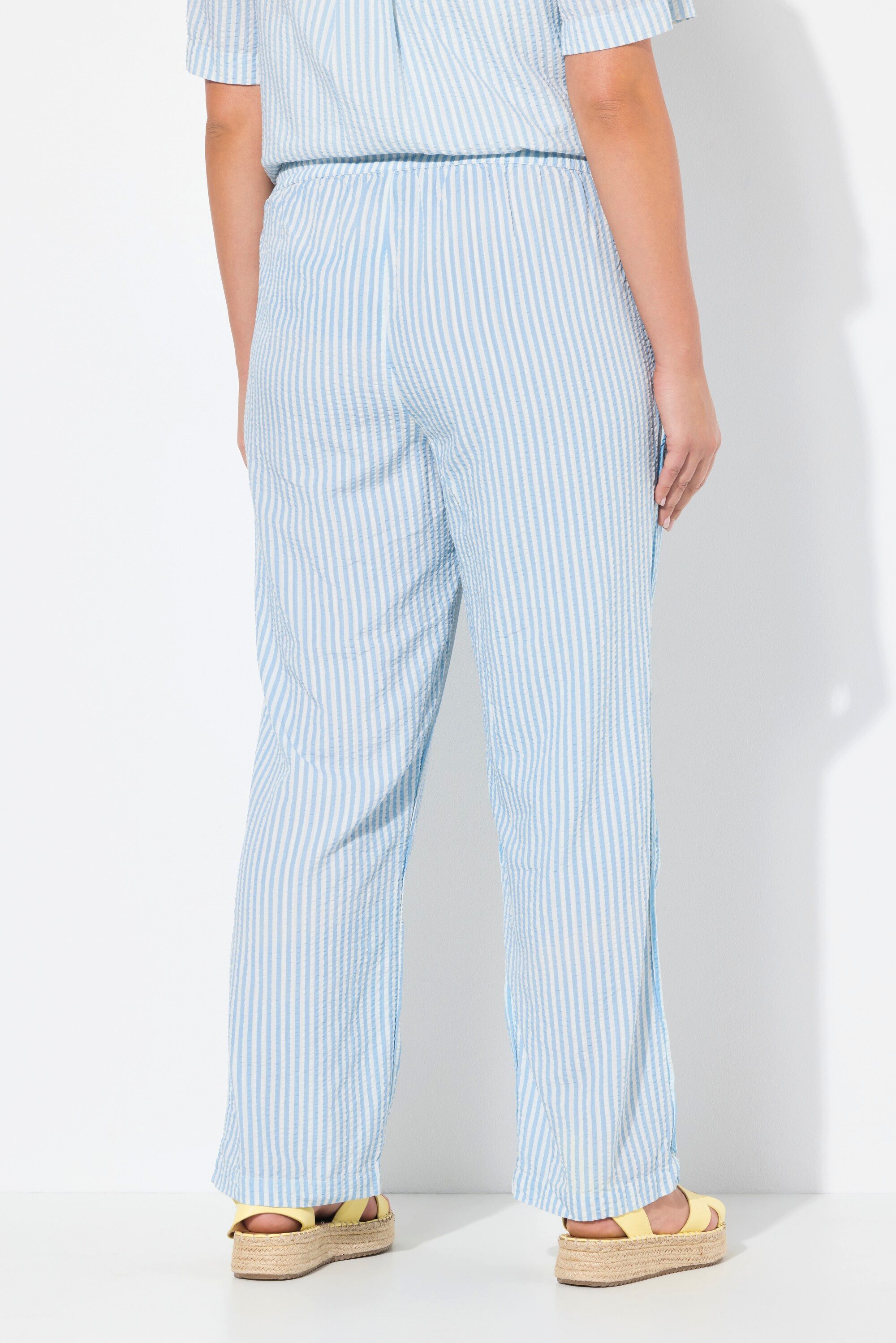 Ulla Popken Schlupfhose Streifenhose Rose Seersucker weites Bein