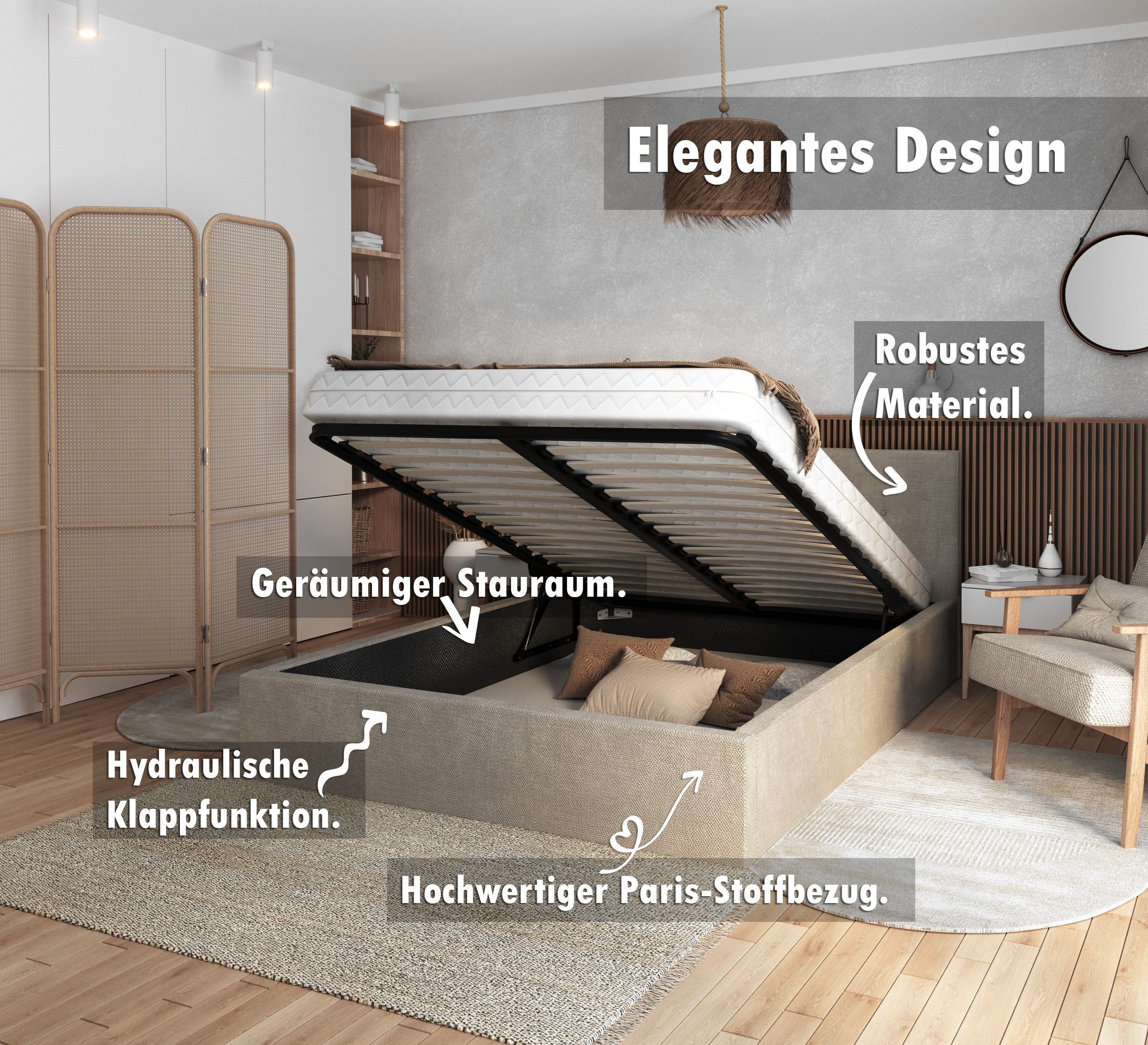 FDM Polsterbett Bettrahmen Bettgestell 90x200, 120x200, günstig online kaufen