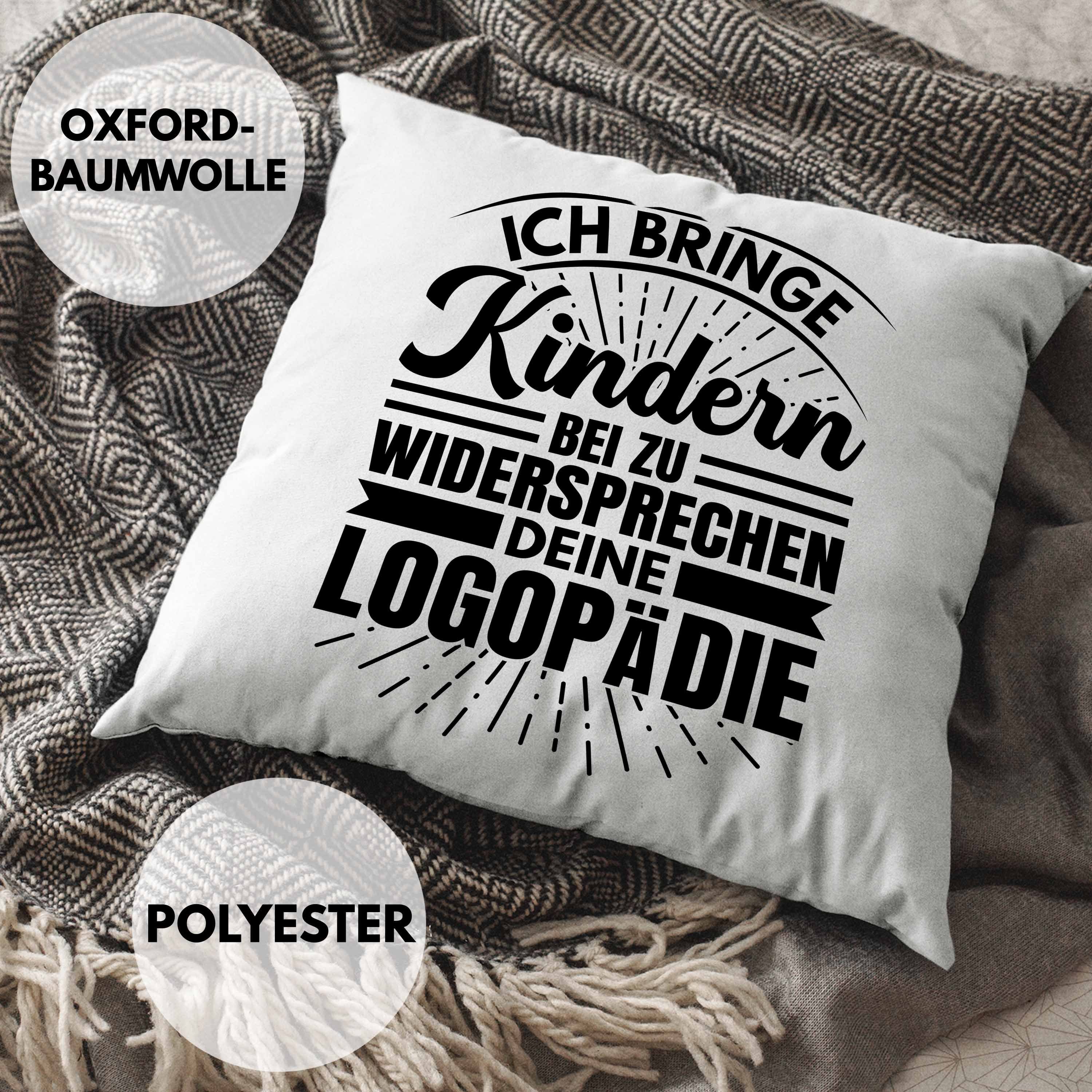 Trendation Dekokissen Trendation - Bringe Geschenk Grün Zu Kissen Logopädin mit Kindern Ich Bei Logopädie Füllung Dekokissen Widersprechen Logopäde 40x40