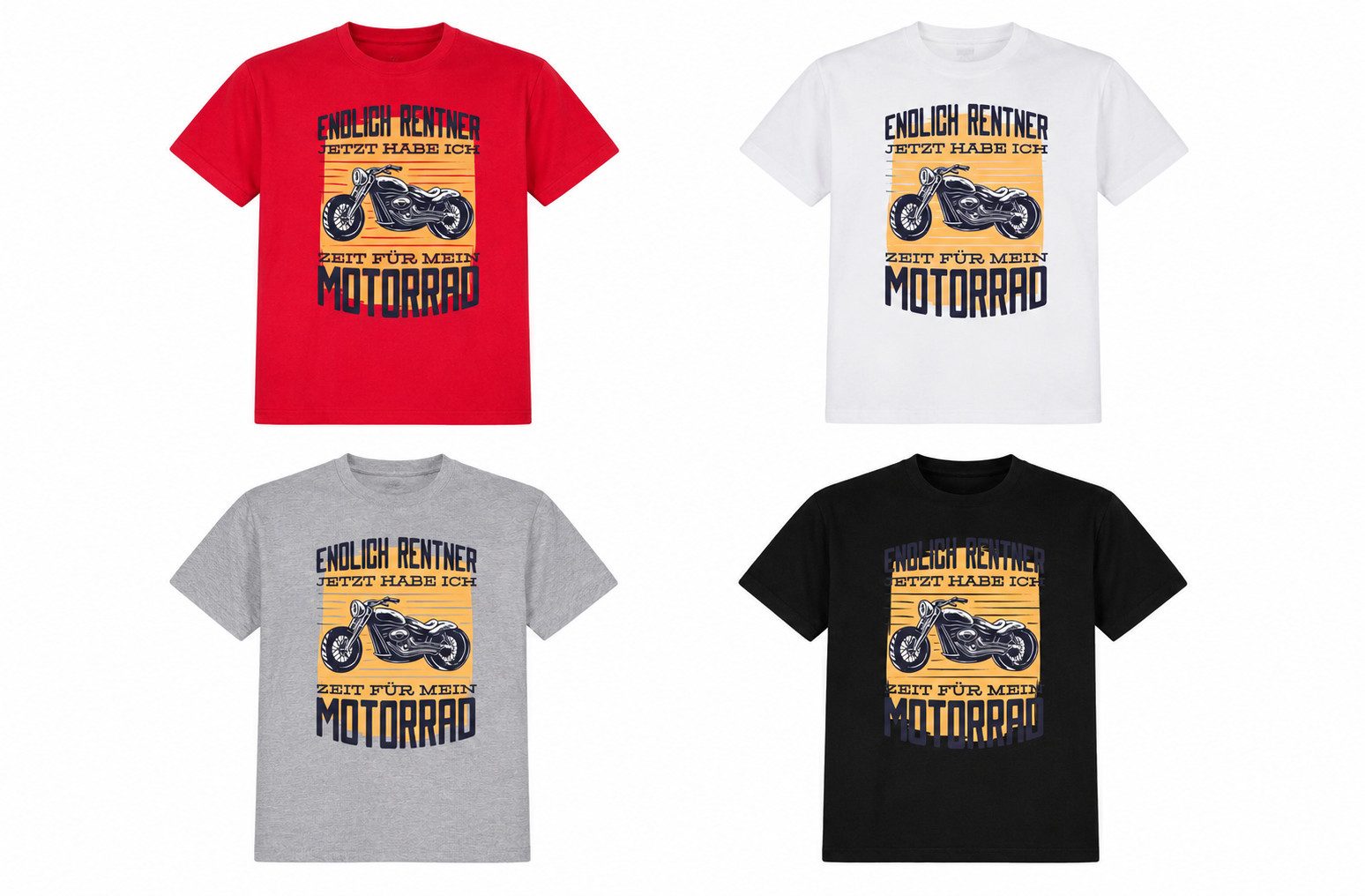 Blondie & Brownie T-Shirt Endlich Rentner Motorrad Shirt Biker Geschenk Ruhestand Chopper Herren (Einzelstück, Einzelartikel) Motorrad Rentner Shirt