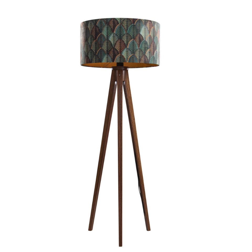 Qazqa Stehlampe Tripod classic shade, ohne Leuchtmittel, Warmweiß, QAZQA Stehlampe, e27, Braun, Holz, classic-antique