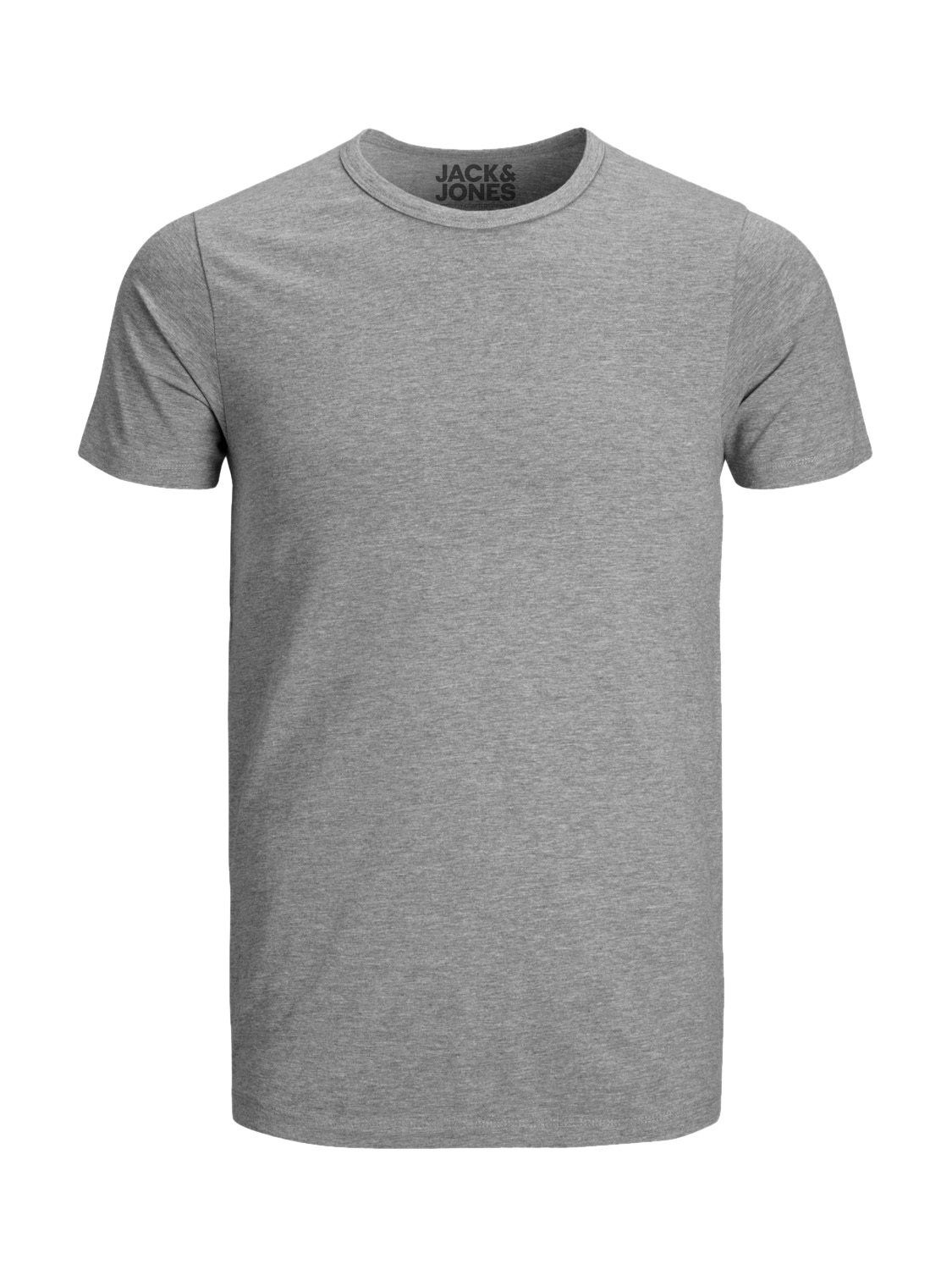 Jack & Jones zu länger nicht T-Shirt grau O-Neck Pack) (3-tlg., Basic 3er etwas geschnitten, kurz