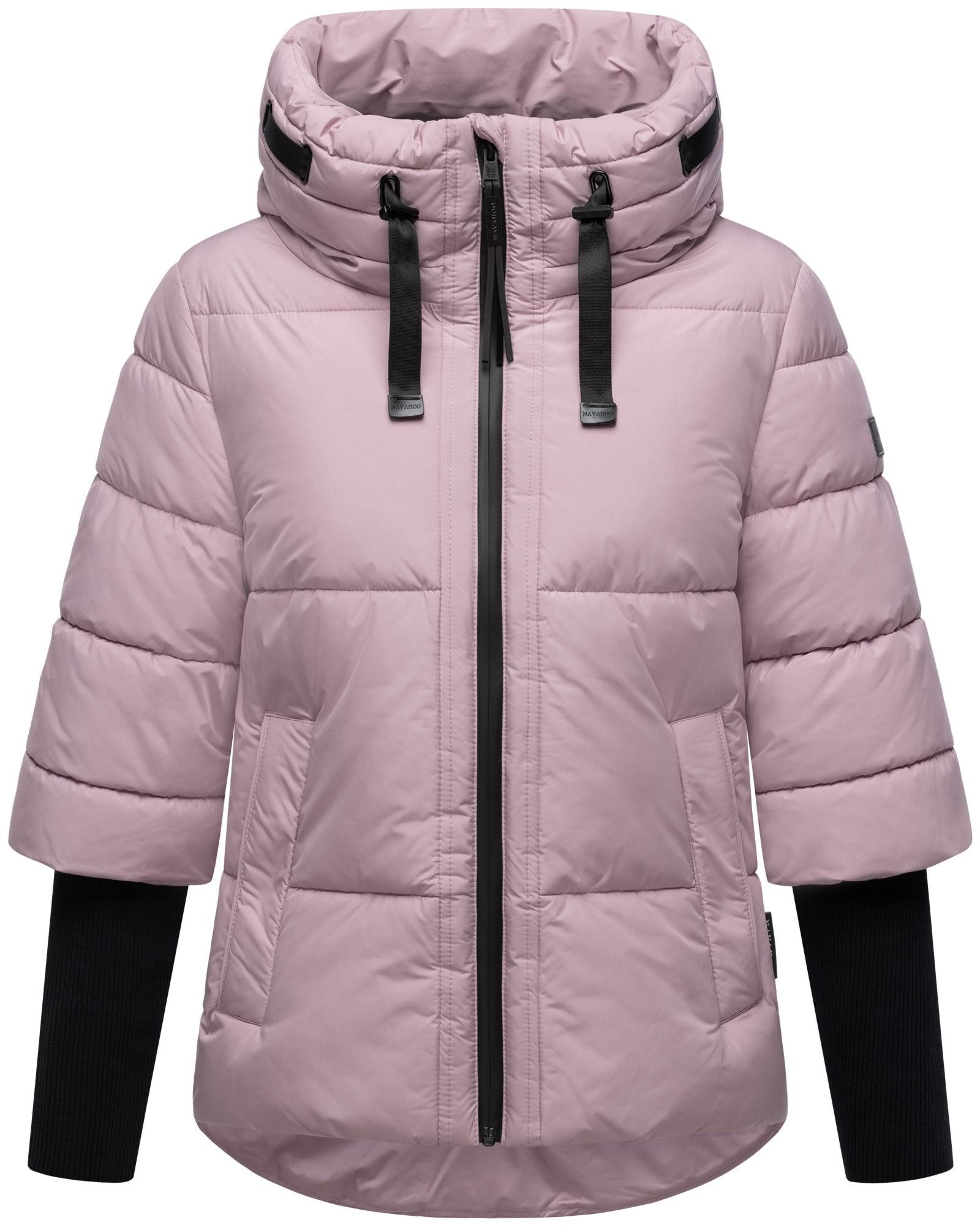 Navahoo Steppjacke Lotusherz XIV Warme gesteppte Winterjacke mit Rippstrickärmeln