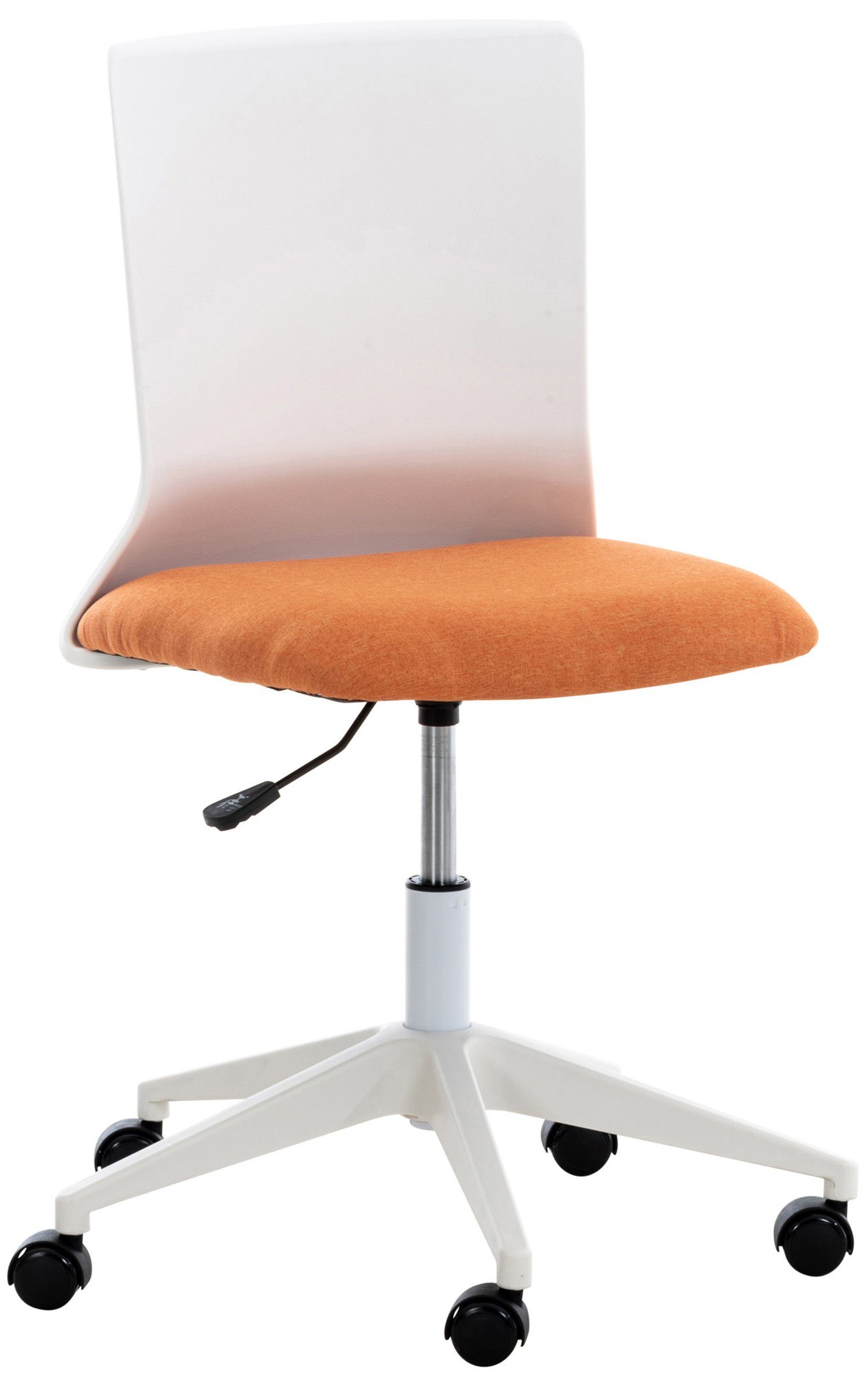 TPFLiving Bürostuhl Apollo mit bequemer Rückenlehne - höhenverstellbar und 360° drehbar (Schreibtischstuhl, Drehstuhl, Chefsessel, Bürostuhl XXL), Gestell: Kunststoff weiß - Sitzfläche: Stoff orange