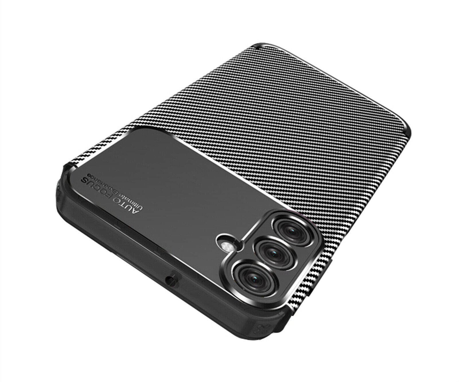 betterfon Handyhülle für Samsung Galaxy A15 Silikon Case TPU Bumper Schale Schwarz, Carbon-Look – stoßfestes Case mit Air-Cushion & Metall-Optik
