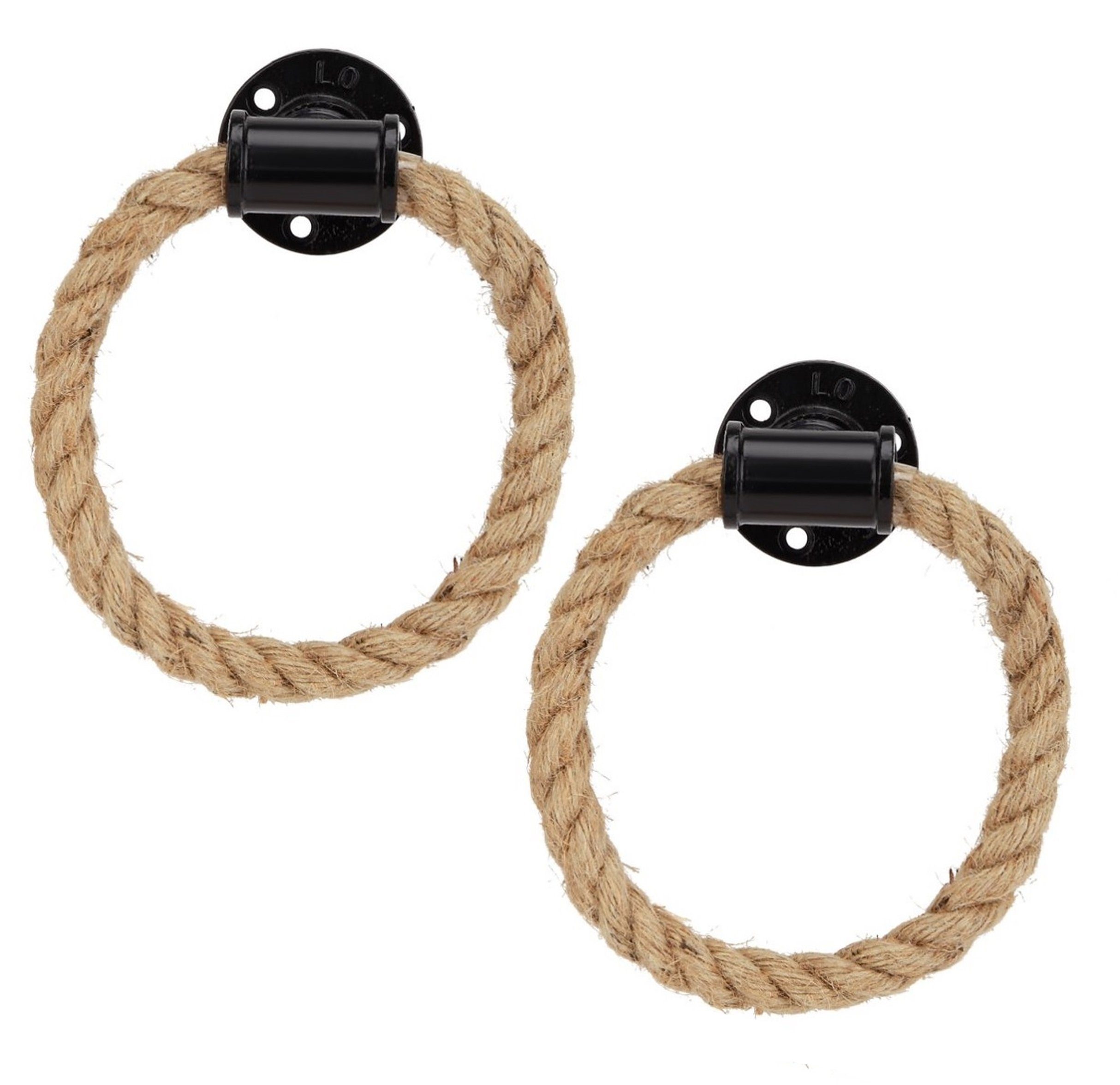 BAYLI Möbelgriff 2er Set Industrial Rohr Handtuchhalter mit Seil für Badezimmer, rusti