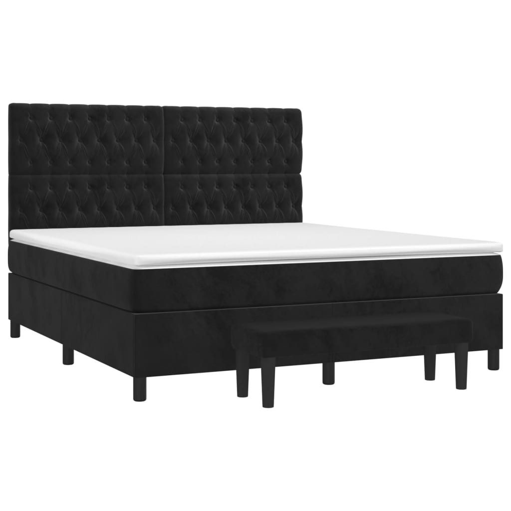 Bett Boxspringbett mit Matratze Schwarz 180x200 cm Samt