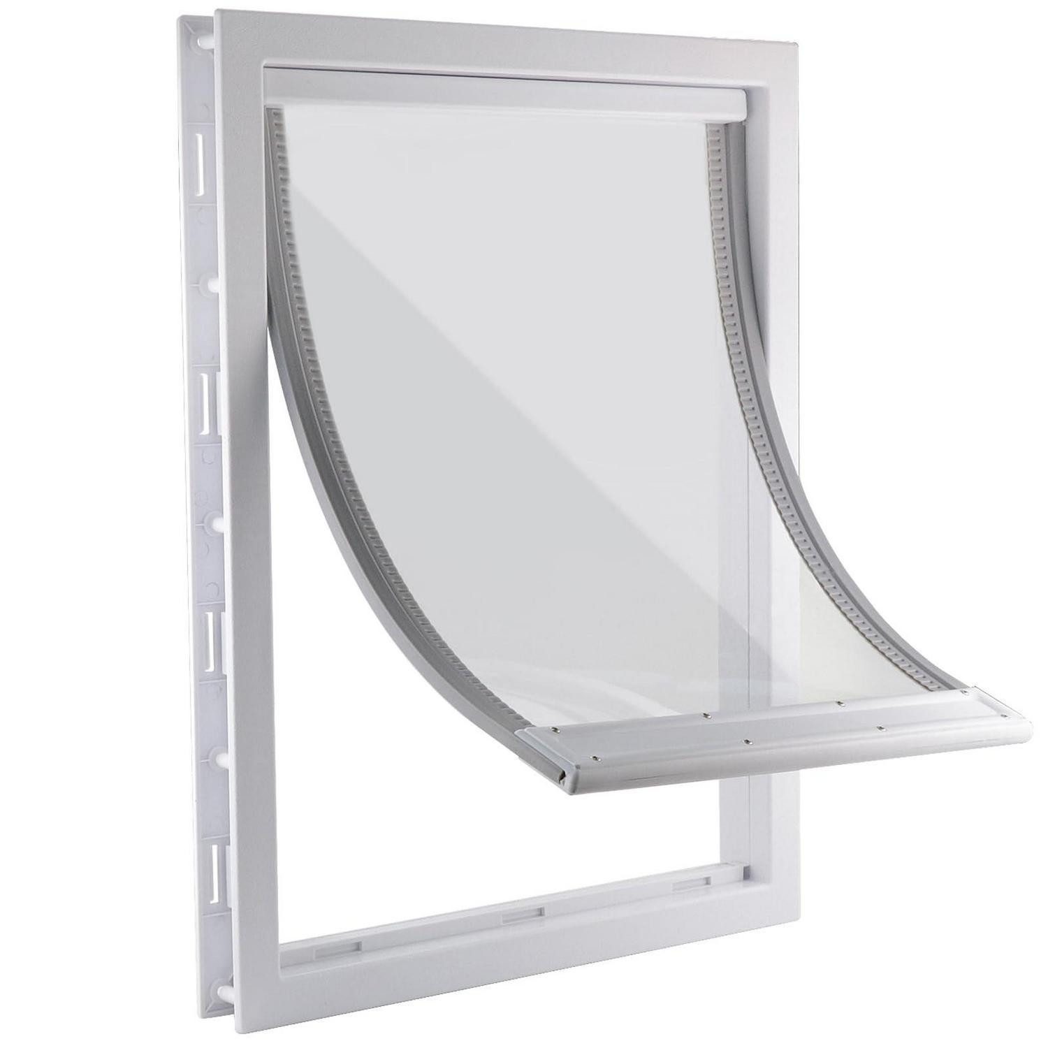 LuxusKollektion Hundeklappe Hundeklappe XL Weiß Transparente Klappe