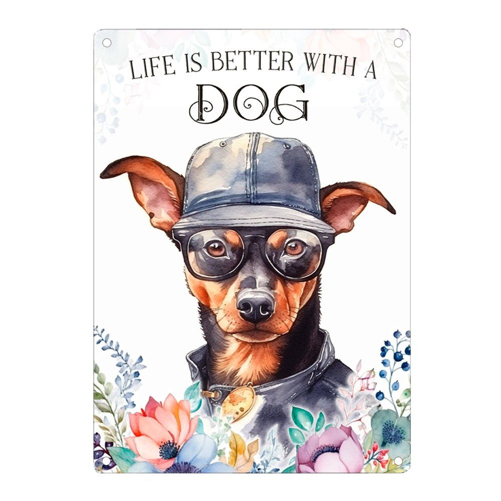 Metallschild Hundeschild ZWERGPINSCHER - Dekoschild mit Hunderasse, Geschenk