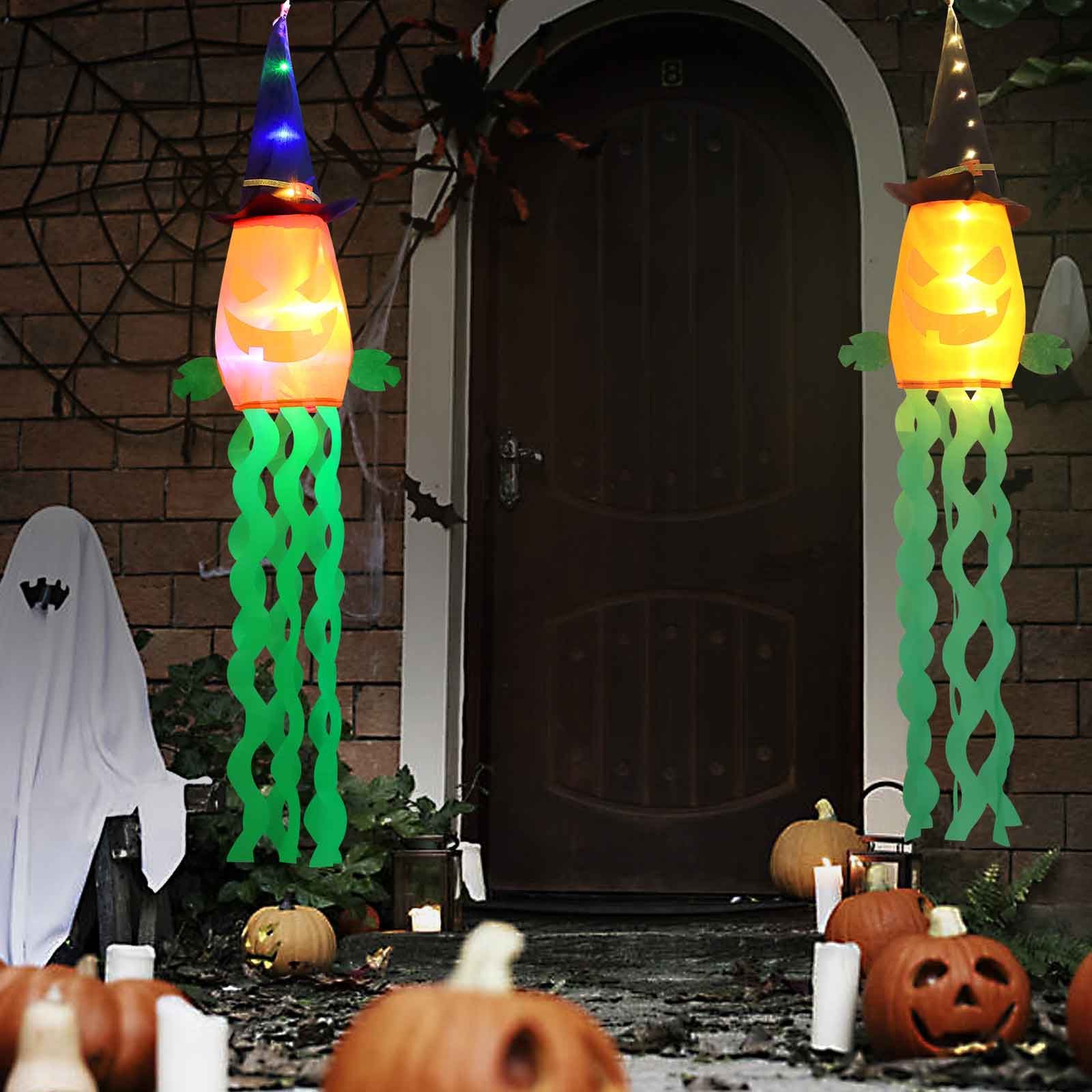 Lapamax LED-Dekofigur Halloween Geister Deko, LED-Lichterkette mit Kürbis & Fledermaus (1 St), Batterie-Hängedeko für Garten, Zuhause, Büro & Halloweenparty