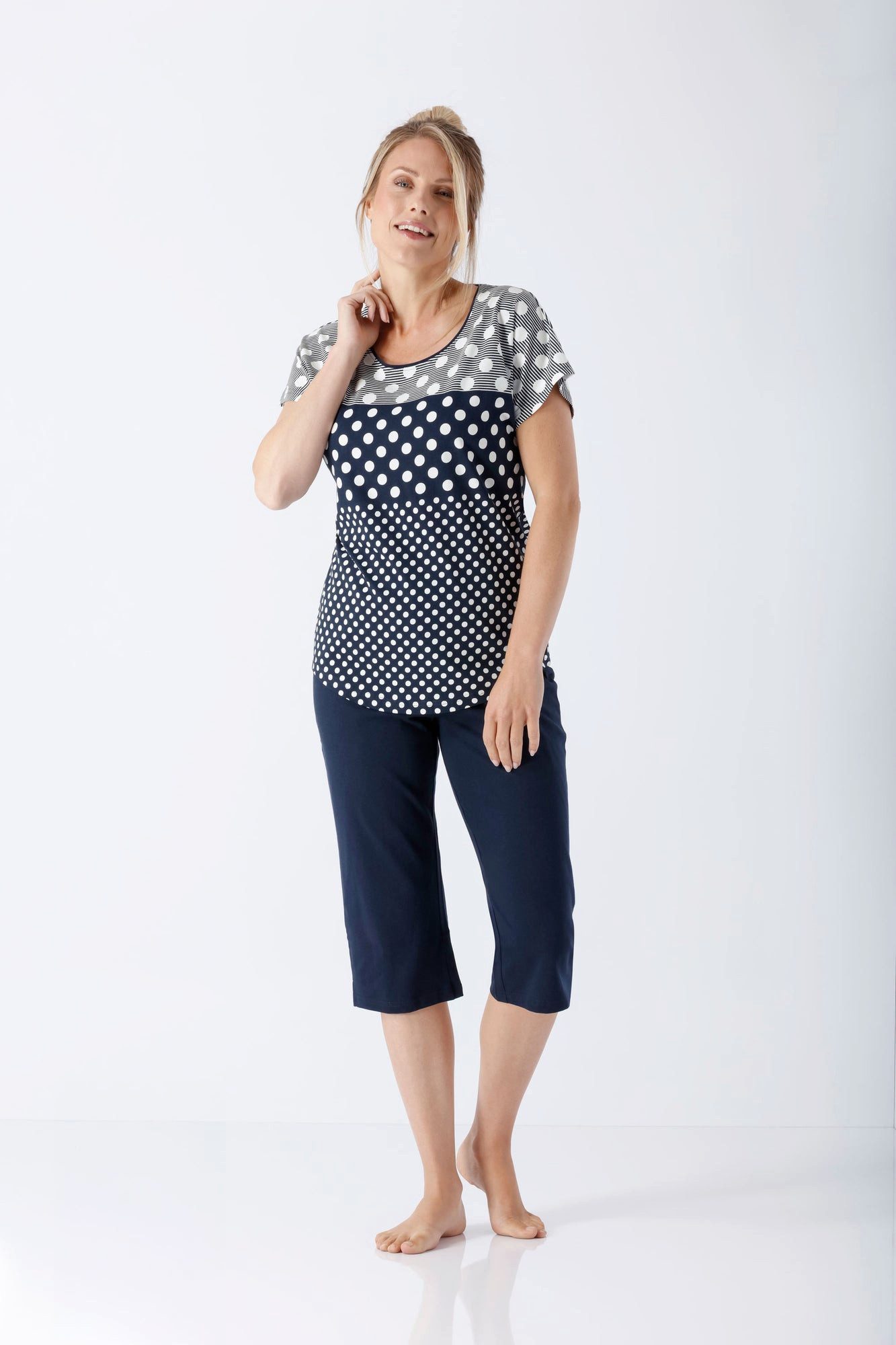 Schlafanzug Damen Schlafanzug Capri Premium Cotton