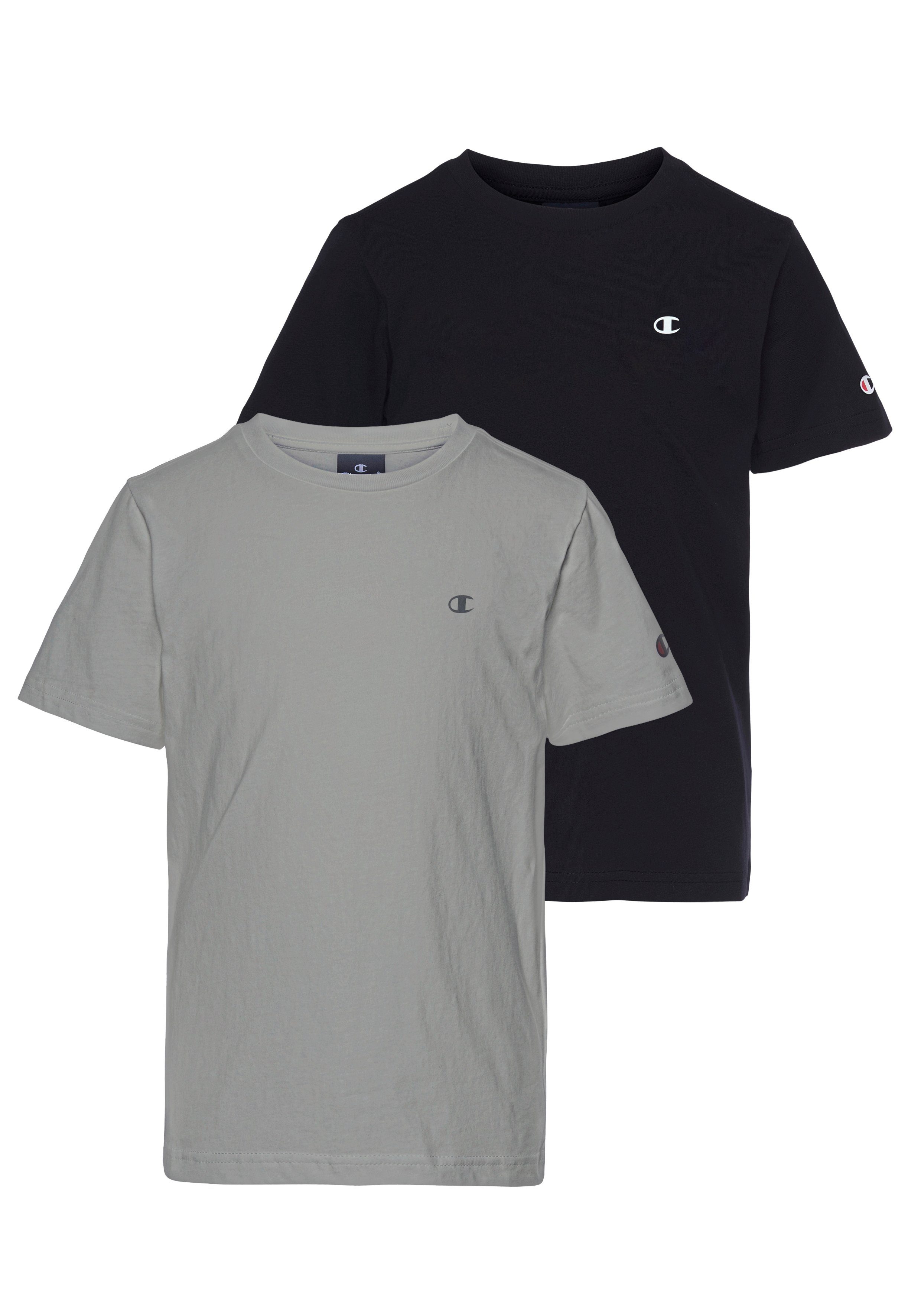 Champion T-Shirt Basic 2pack Crew-Neck - für Kinder (Packung, 2-tlg) schwarz-grau