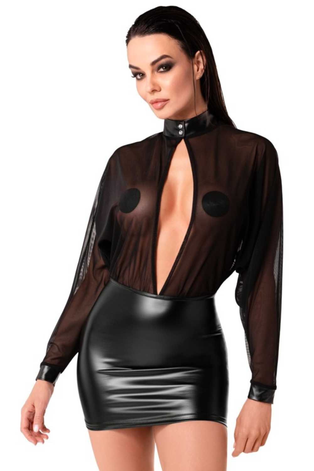 Noir Handmade Minikleid Minikleid Wetlook mit günstig online kaufen