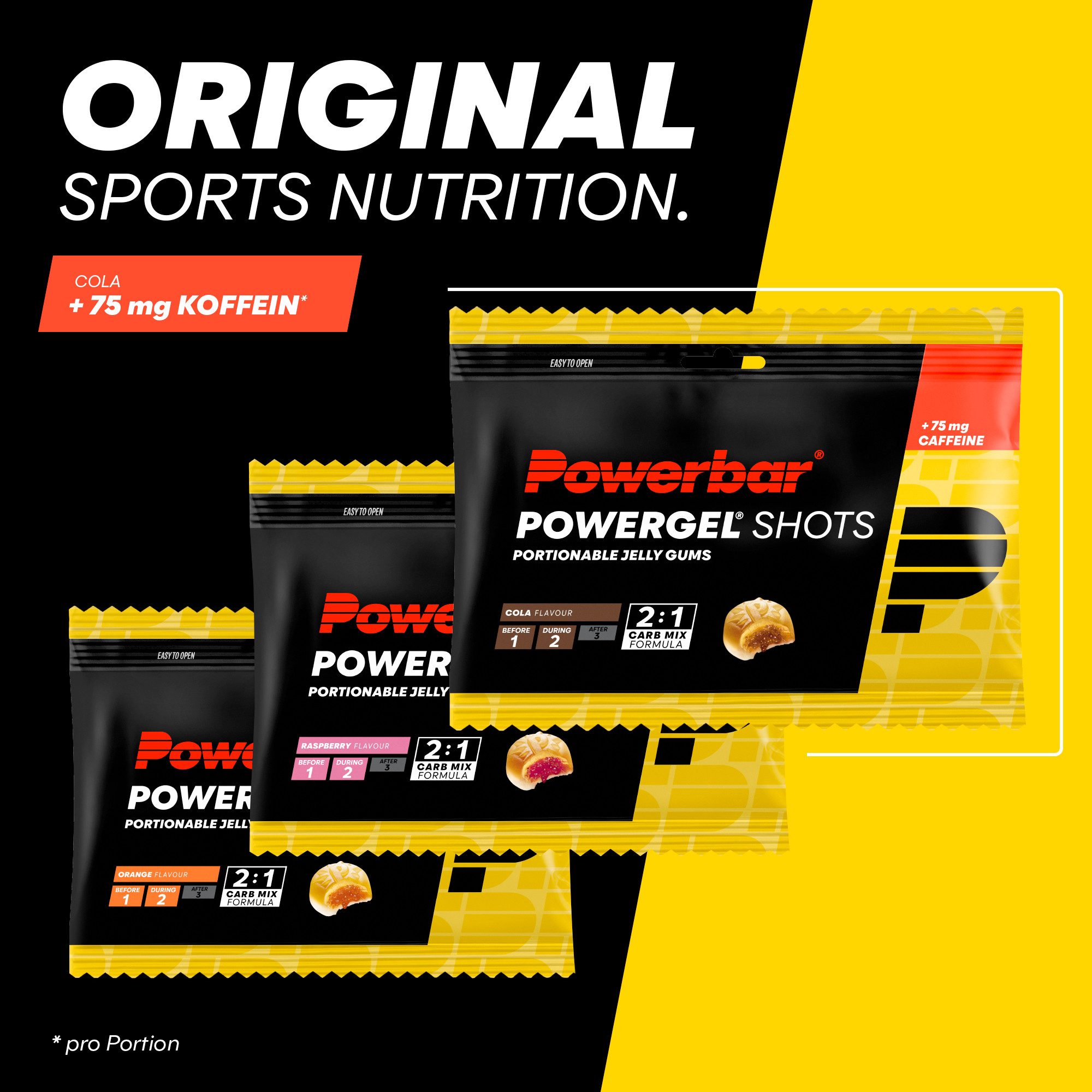 PowerBar PowerGel Shots Orange High Carb Energie Gummis 24x60g koffeinfrei Gummis, 24 er 1440 g, Orange mit Vitamin B6 – Vitamin B6