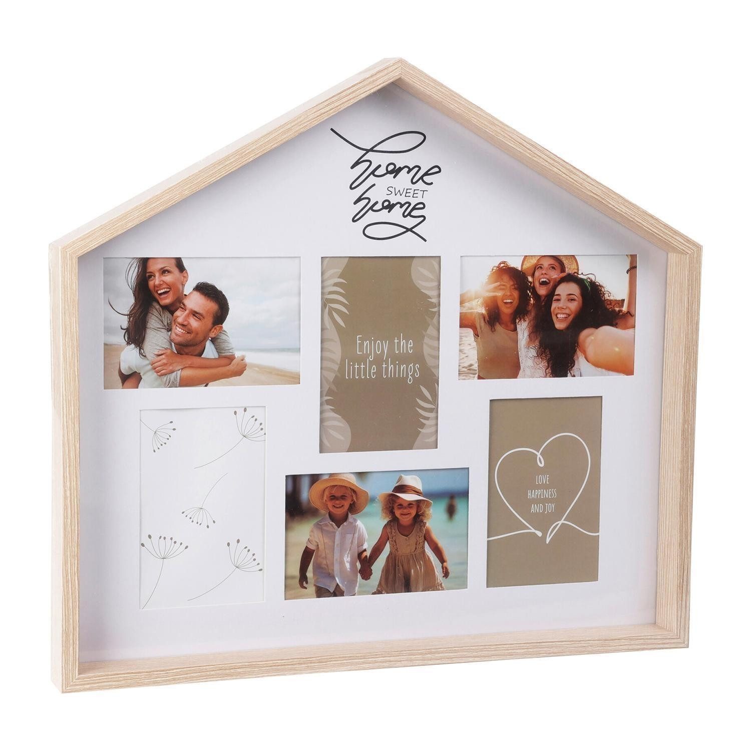 Koopman Bilderrahmen Collage HOMARA, B 47 x H x 43 x T 4 cm, Beige, Weiß, Holz, für 6 Bilder (1 St), Bildformat 10 x 15 cm