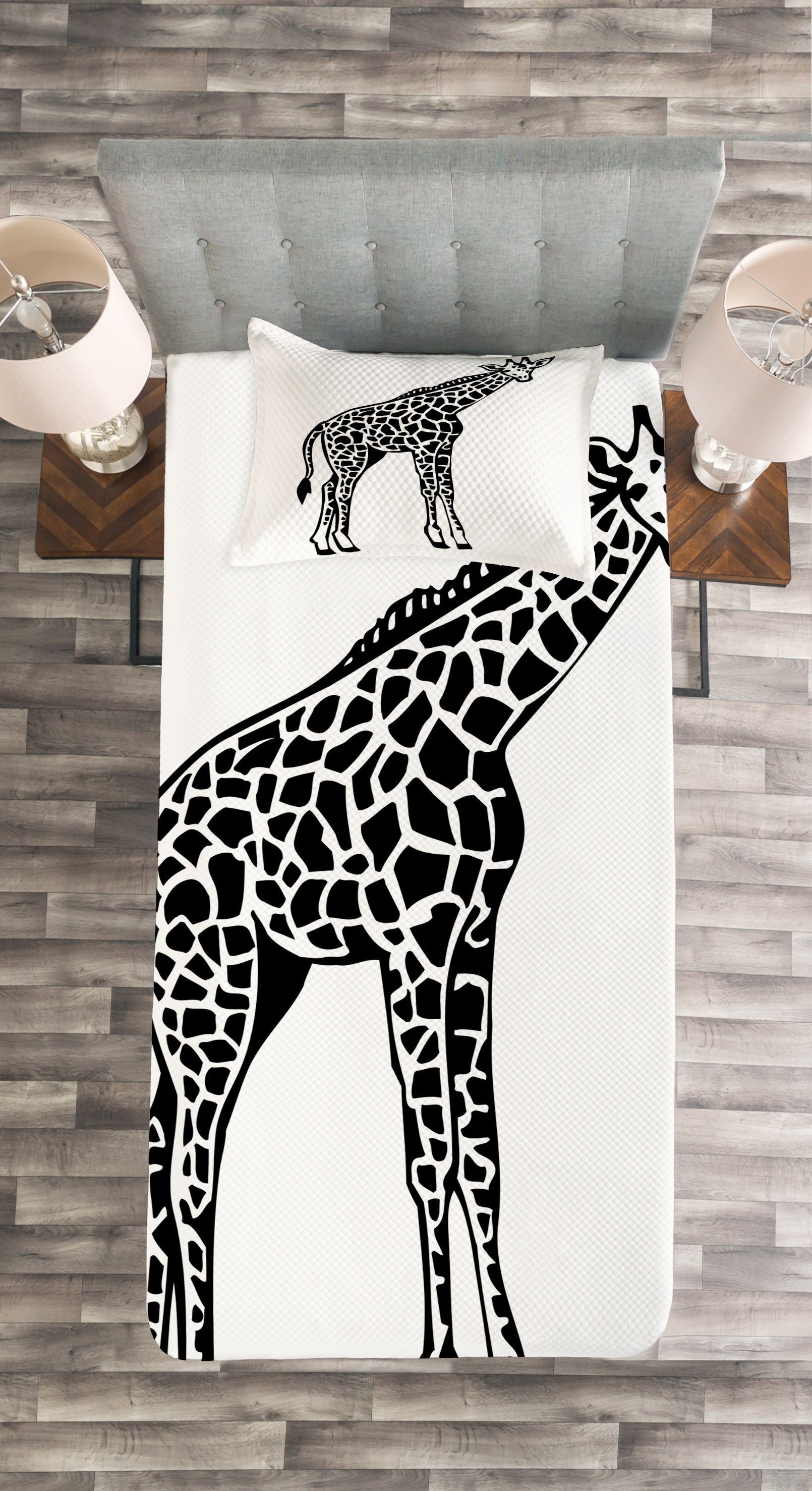 Kissenbezügen Waschbar, Säugetiere Giraffe Set Abakuhaus, Afrikanische Tagesdecke Skizze mit