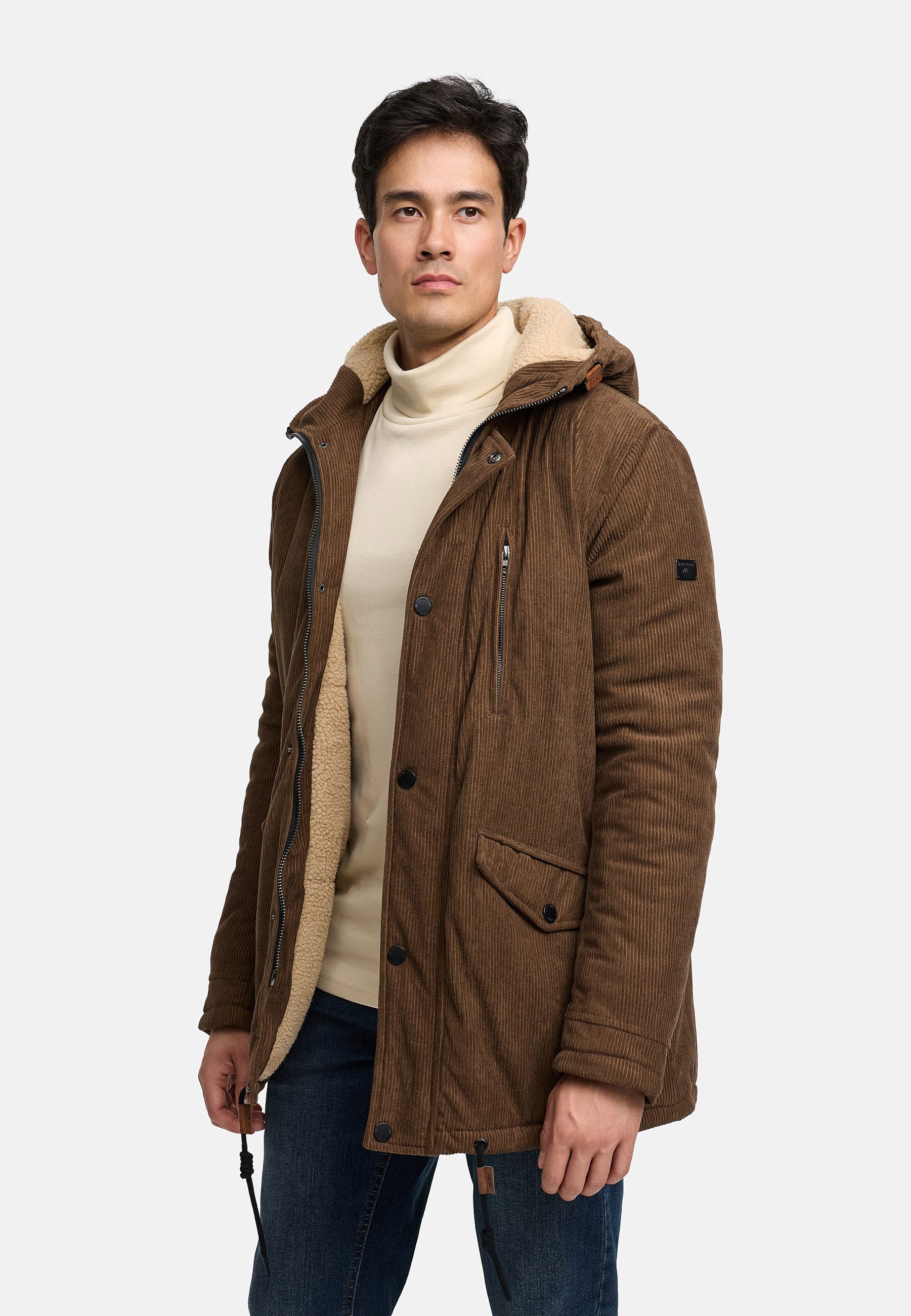 Indicode Winterjacke Herren INLedley Jacke Winter Herrenjacke Mit warmem Teddyfutter und verstellbarer Kapuze