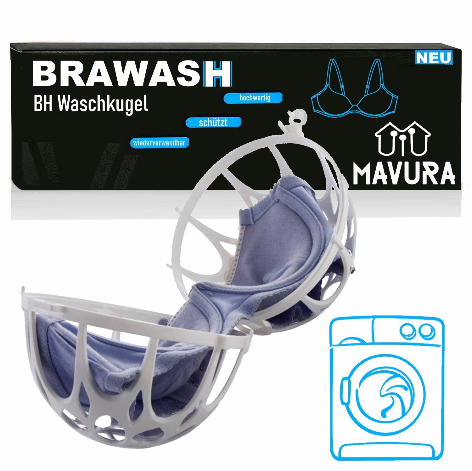 MAVURA Wäschekugel BRAWASH Waschkugel Set, [2erSet] Ball Bustier BH Wäschekugel Dessous Schutz Kugel Schoner