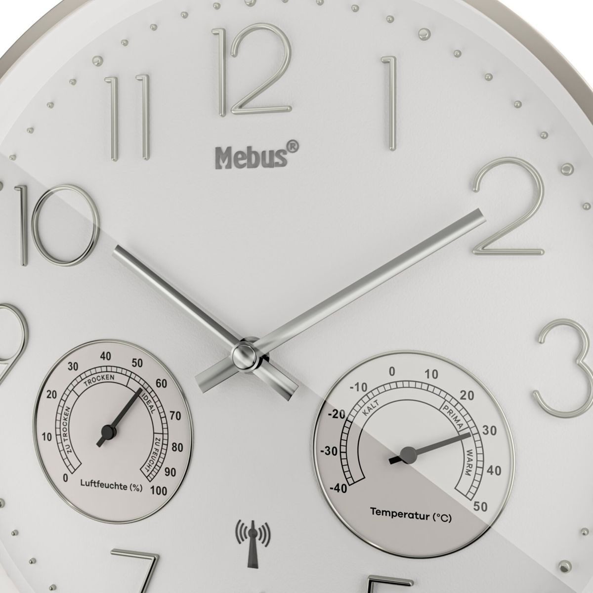 Mebus Wecker 12989 Funkwanduhr mit Thermo-Hygrometer