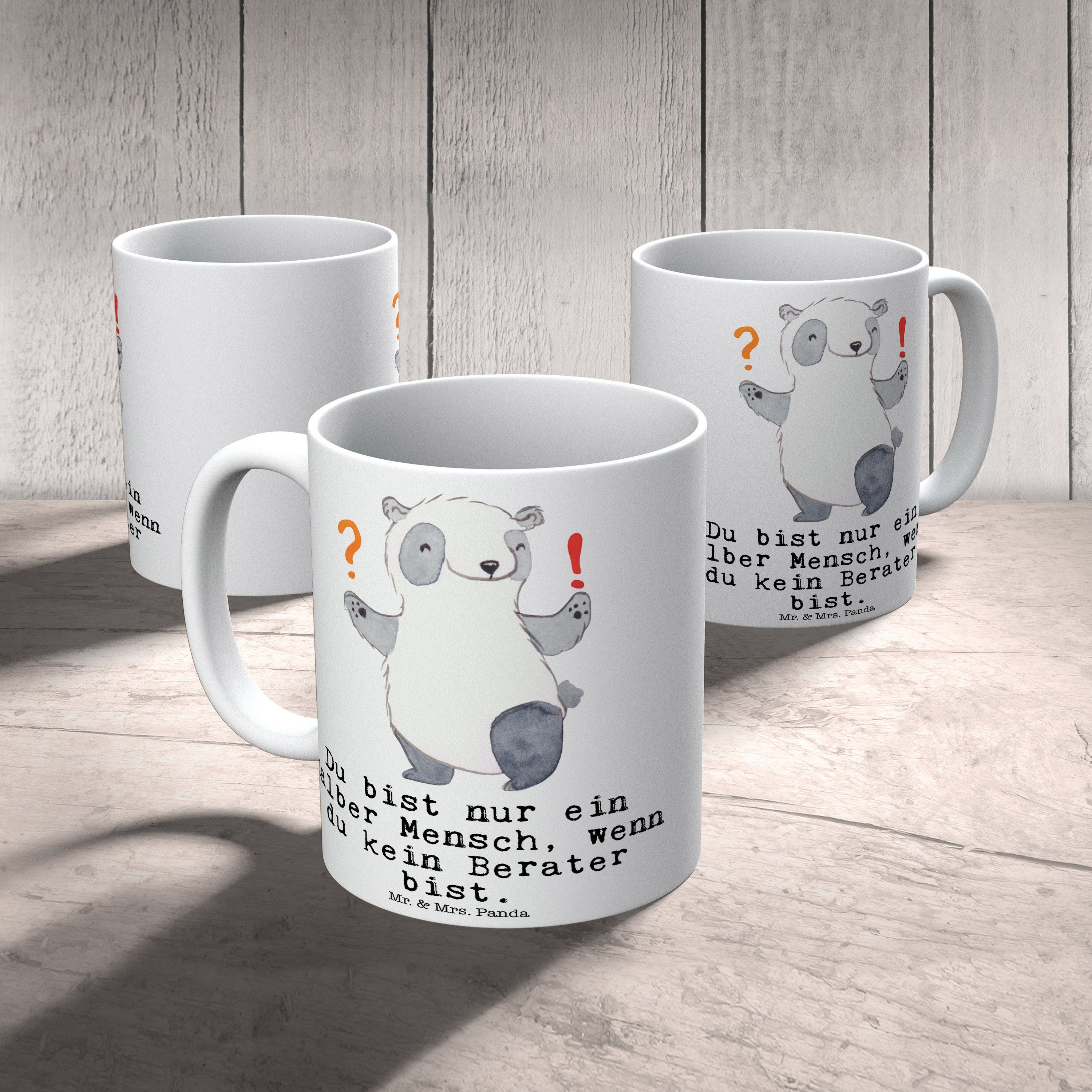 Keramik Panda Motive, Tasse mit Herz Geschenk, Mrs. Weiß & Porzel, Mr. Tasse Berater - - erfolgreich,