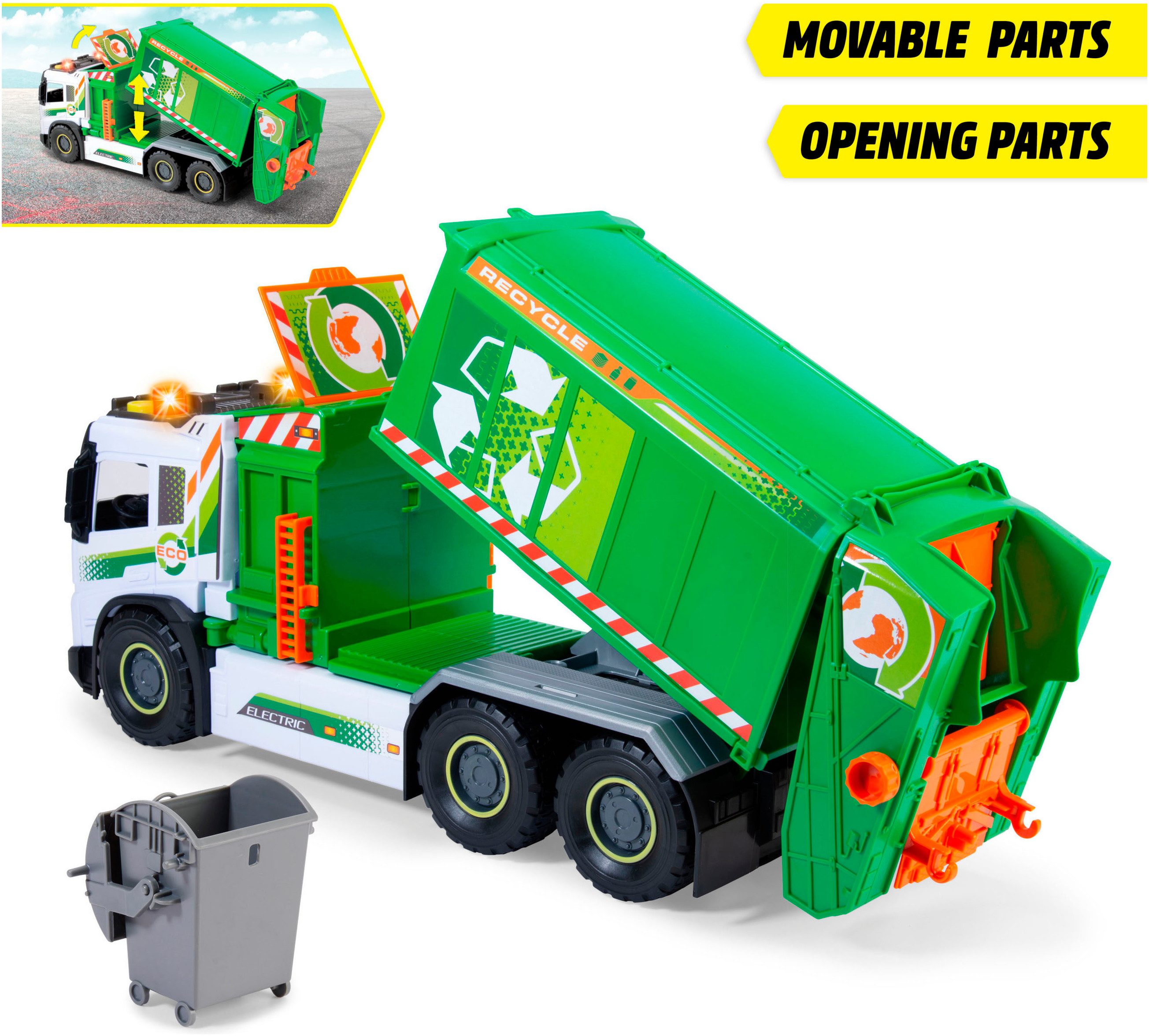 Dickie Toys Spielzeug-Müllwagen Giant Garbage Truck, mit Licht und Sound
