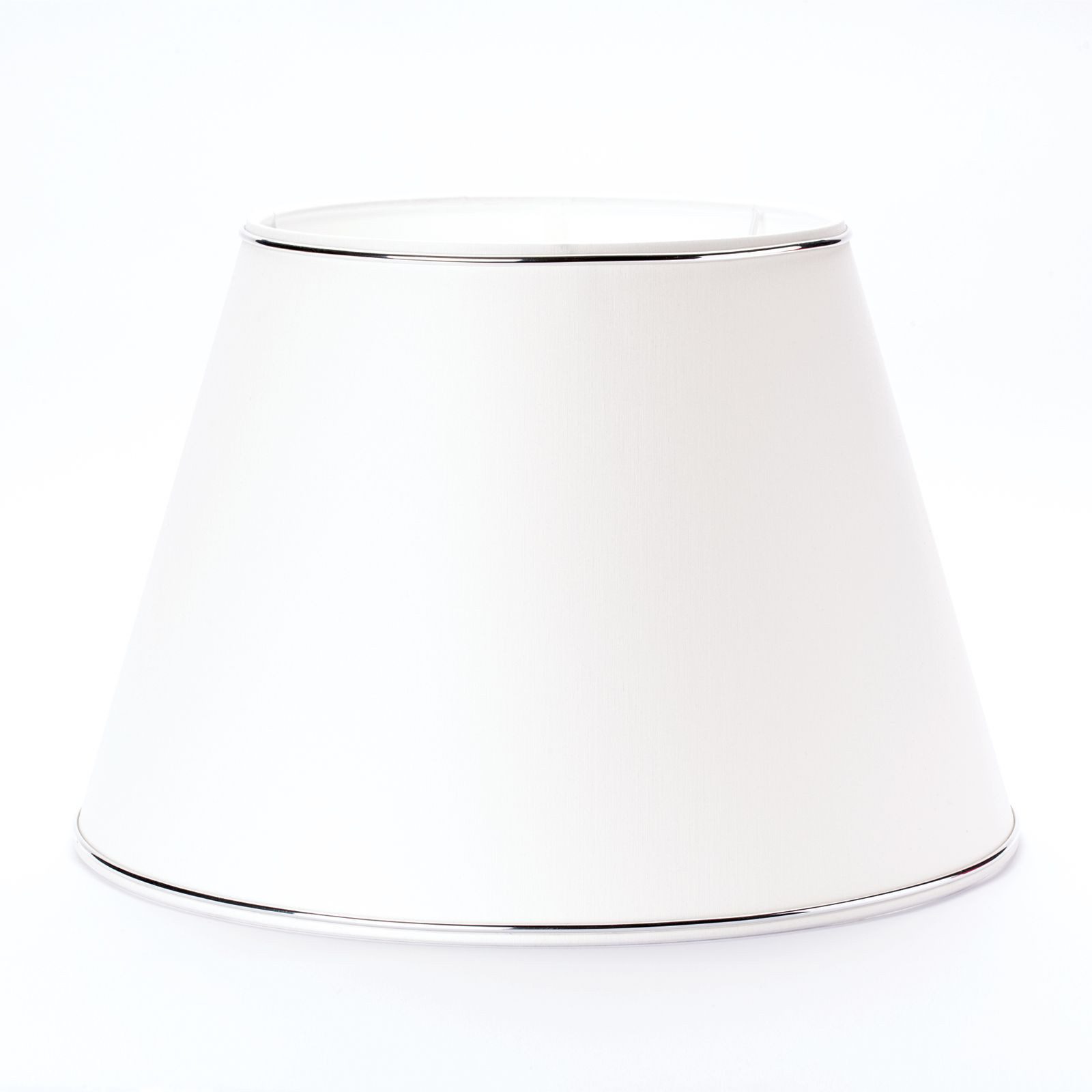 Orion Leuchten Lampenschirm Lampenschirm Weiß Stoff Silberkante Ø 32 cm H 22 cm E27