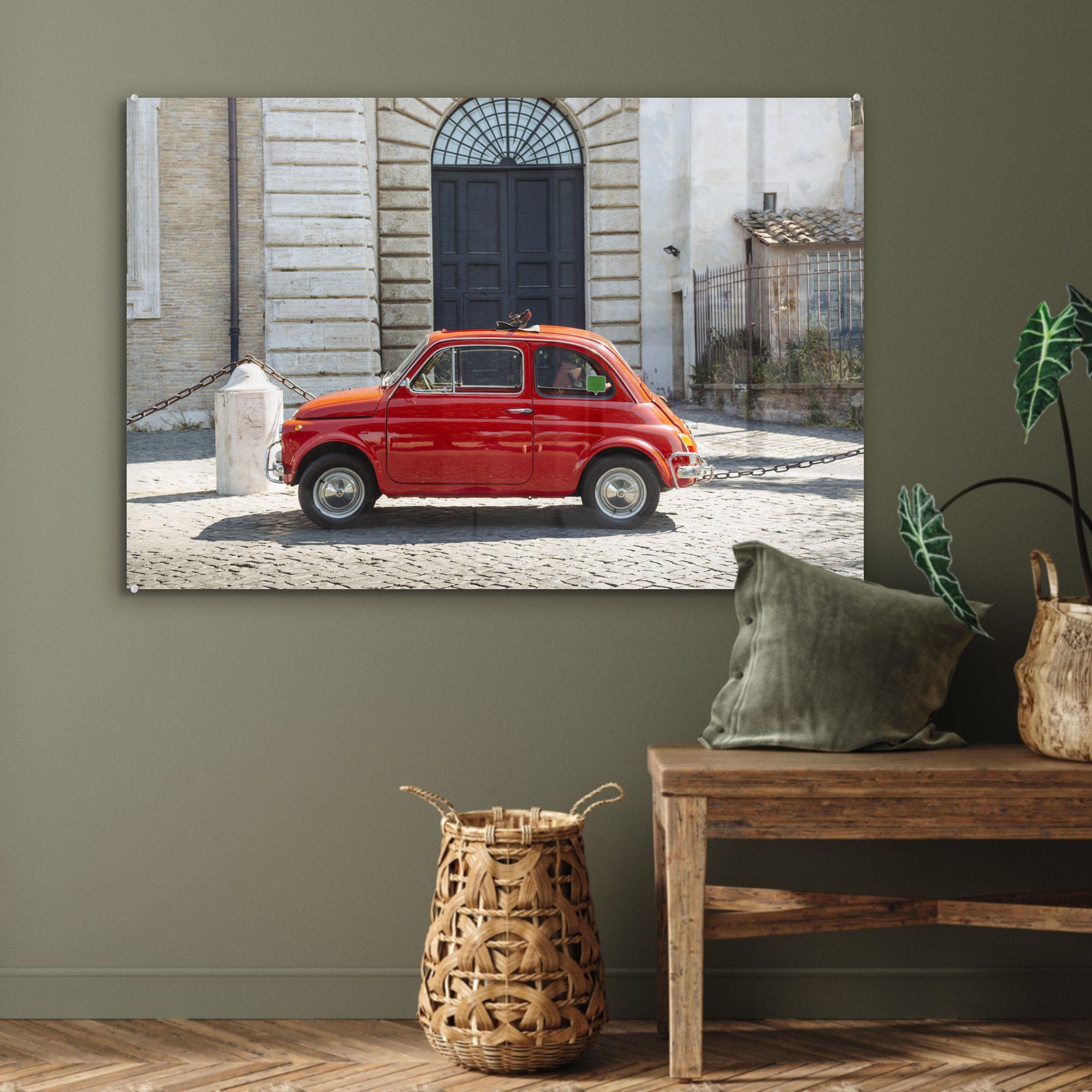 MuchoWow Acrylglasbild Oldtimer - Autos Rom, Wohnzimmer Acrylglasbilder (1 - Schlafzimmer St), &