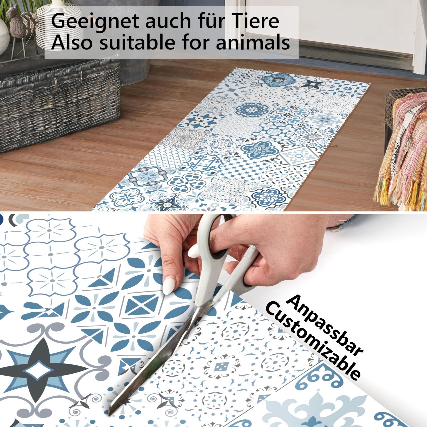 ANRO Küchenläufer MIRZA Hochwertig abwischbar Flurläufer Teppichläufer, Eckig, Höhe: 3 mm, Genarbt PVC – Bild 5 von 5