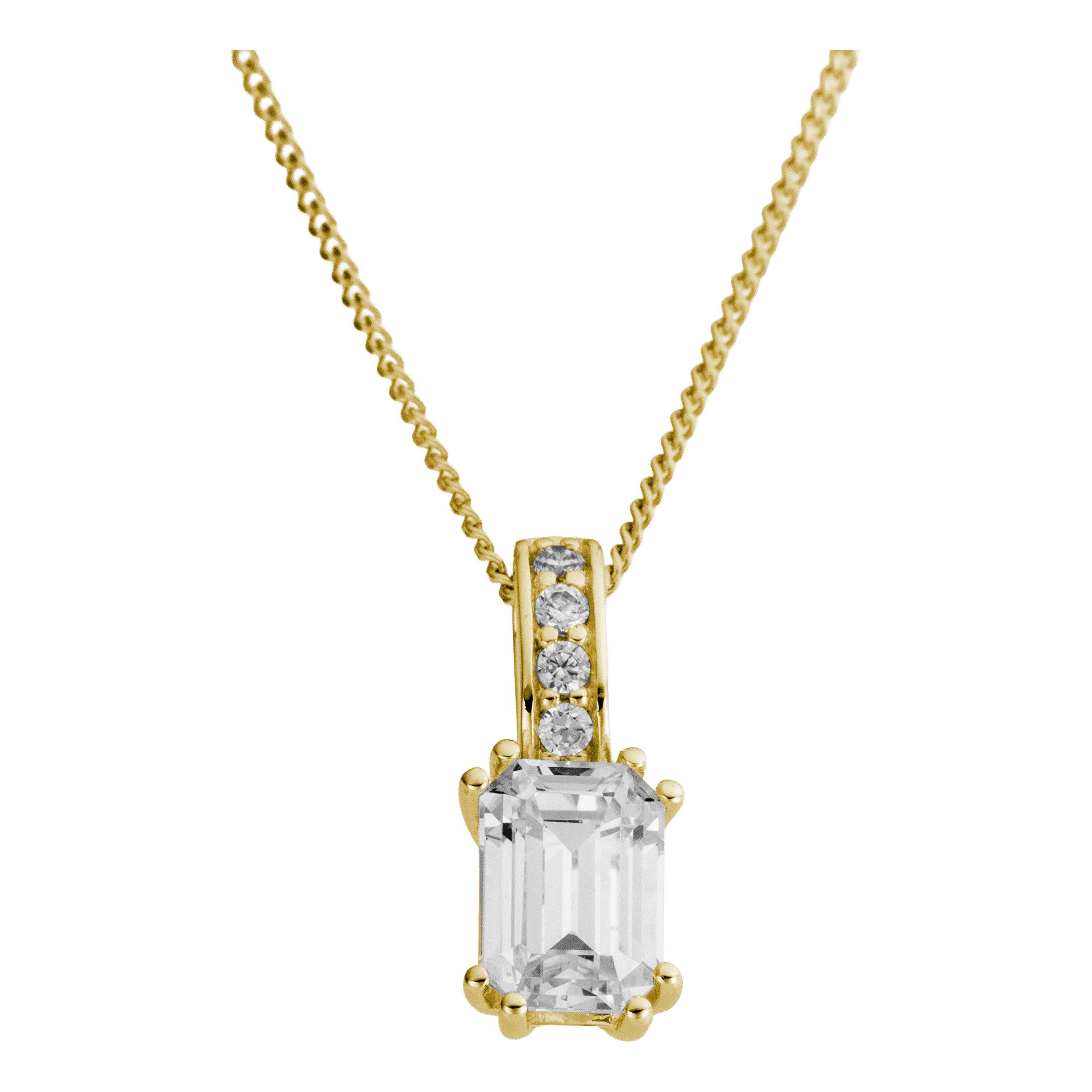 Firetti Kettenanhänger Schmuck Geschenk Gold 333 Halsschmuck Anhänger Baguette Lab Grown, mit Brillanten