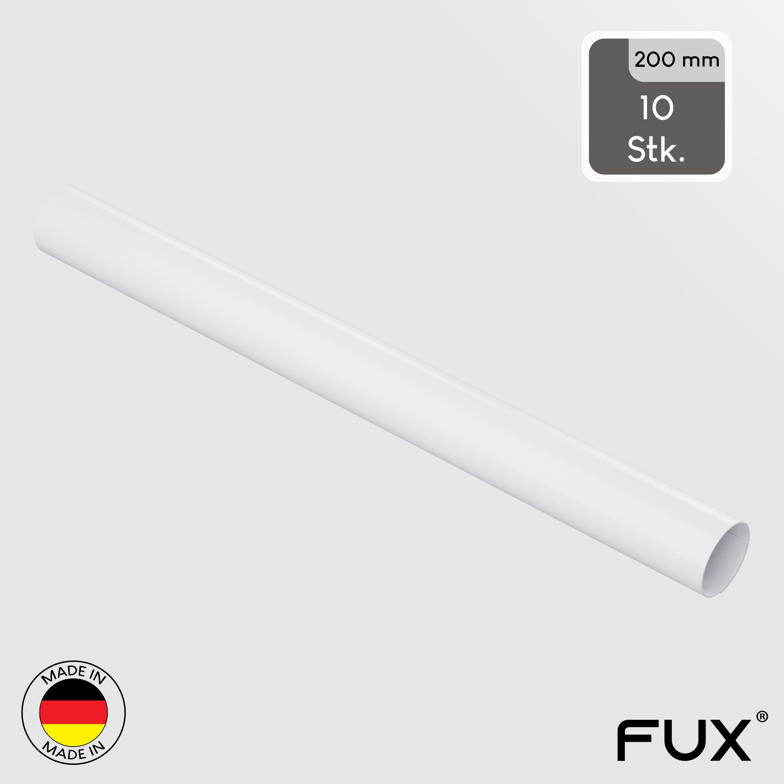 FUX Heizungsverkleidung Rohrverkleidung, Zubehör für Länge: 200mm, weiß, Heizungsrohr Verkleidung, Rohrverkleidung, für Rohrdurchmesser 15-18mm