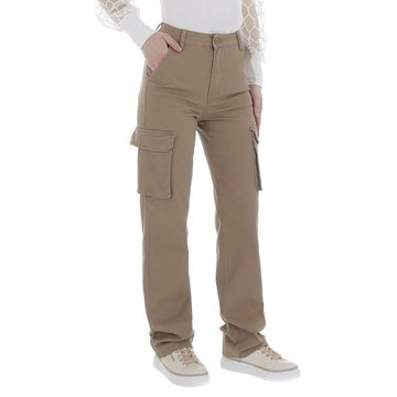 Ital-Design Cargohose Damen Freizeit (86359004) Stretch Stoffhose in Beige