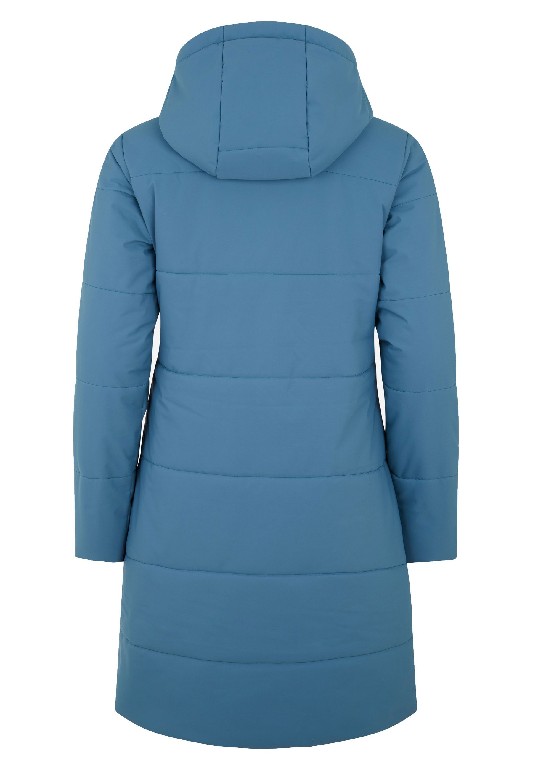Elkline Winterjacke Comfort leichter Mantel, langer coral 2-Wege-Reißverschluss blue