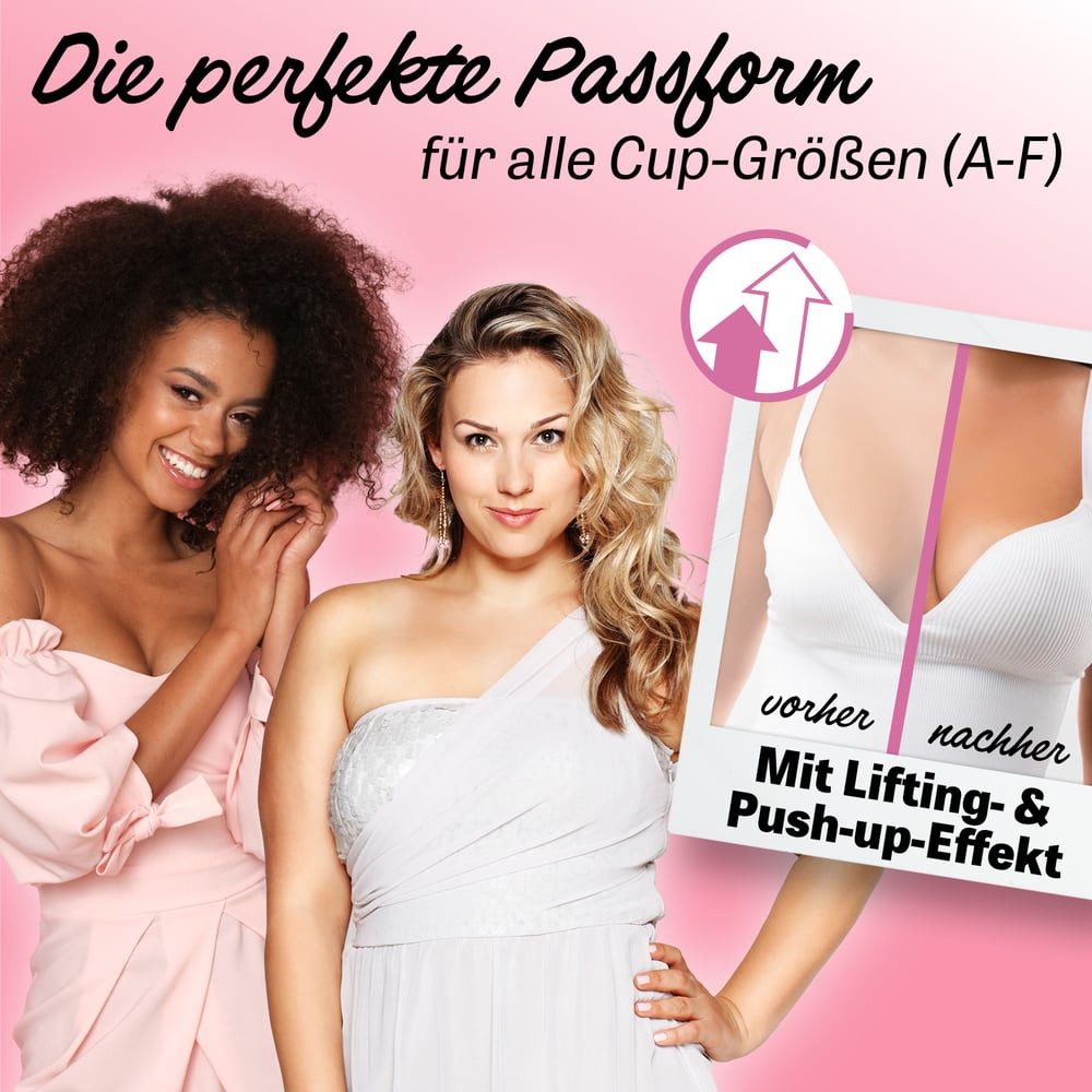 VITALmaxx Bügelloser BH perfekter Halt & sexy Dekolleté 3-teilig 8 Stunden fester Halt ohne Sorgen inkl. 2 Nippelpads